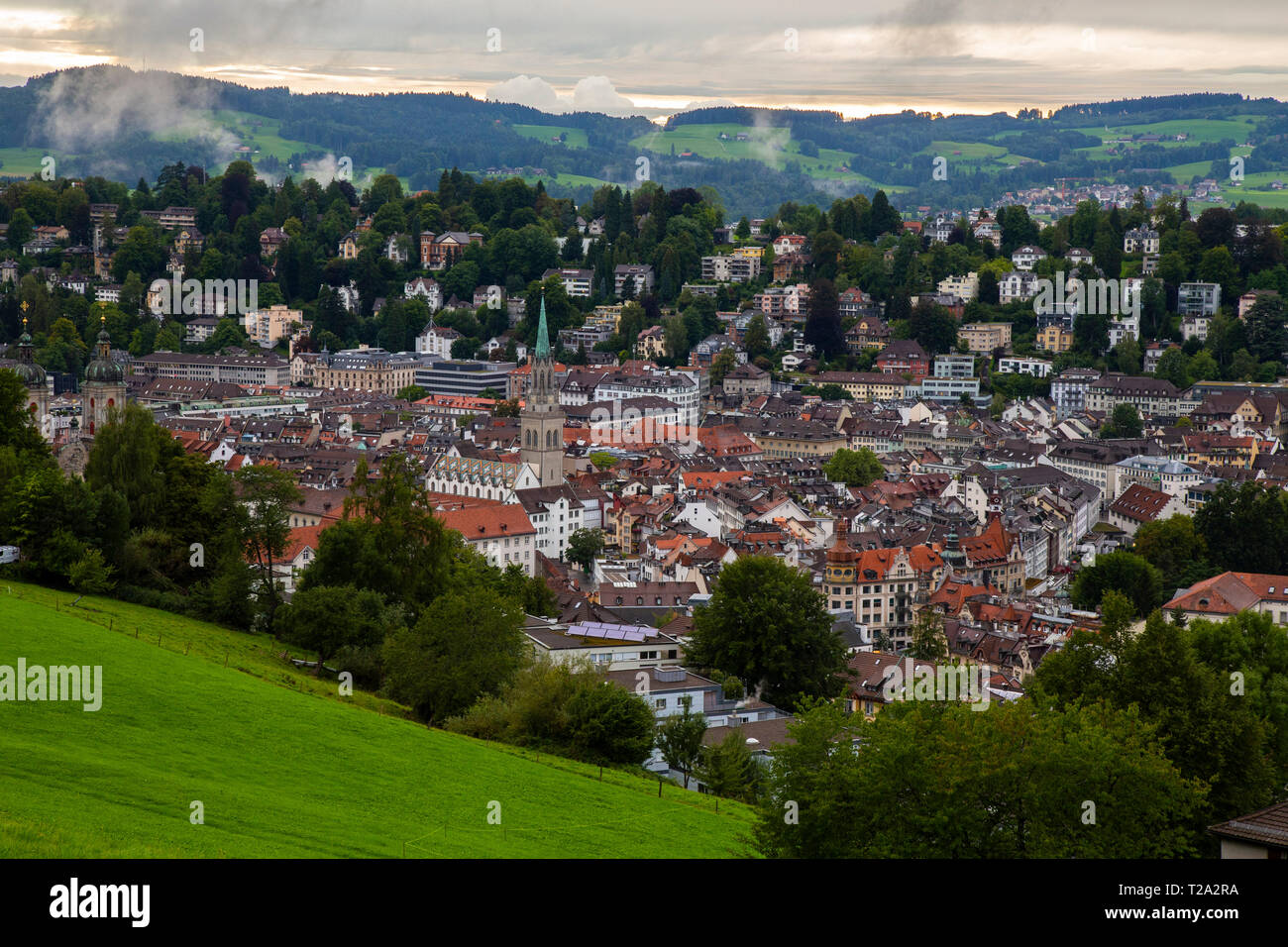 Mappa generale della bella città svizzera di San Gallo. San Gallo o tradizionalmente è una cittadina svizzera e la capitale del cantone di San Gallo. Esso evol Foto Stock