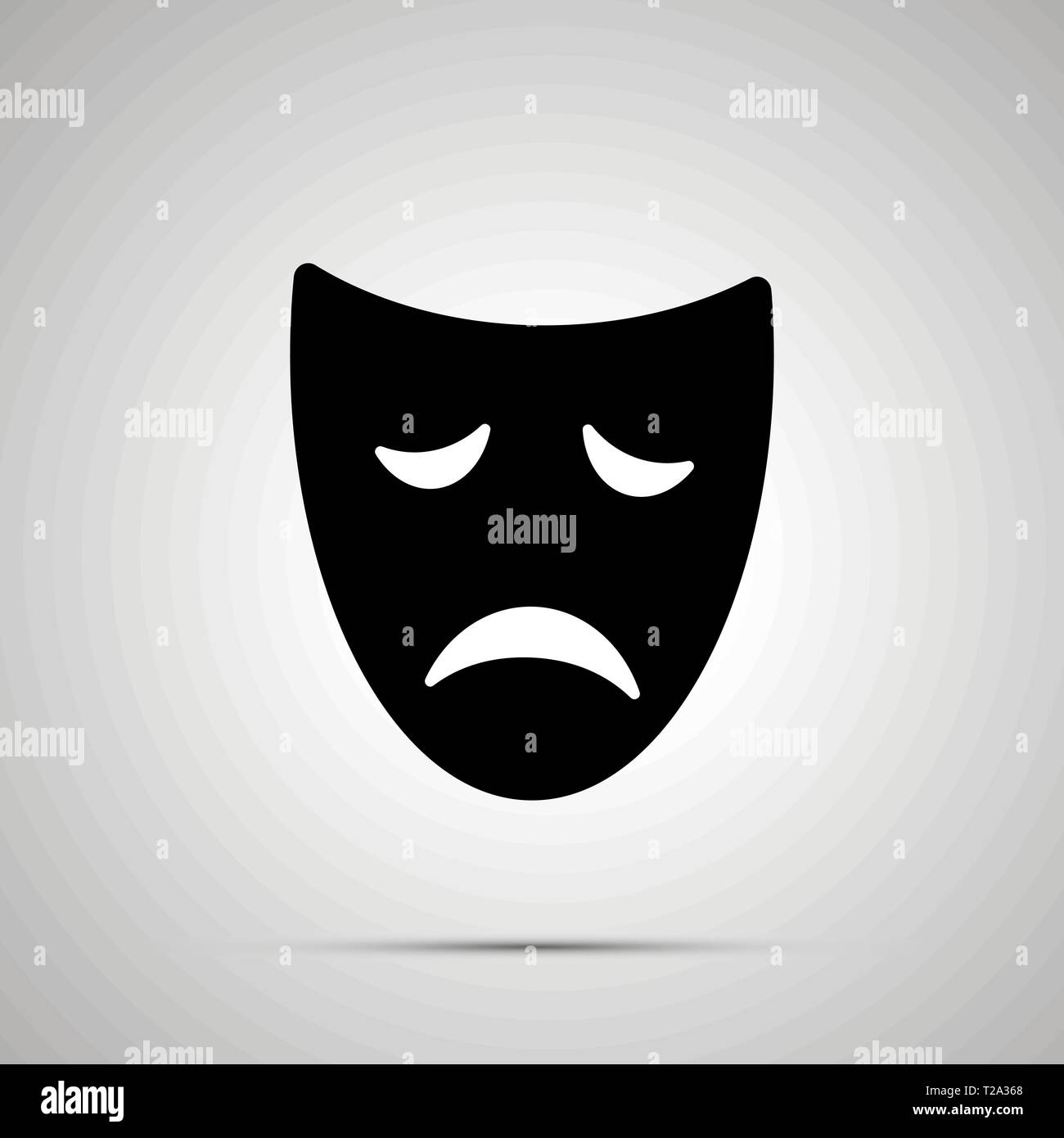 Triste dramma silhouette maschera, icona semplice Illustrazione Vettoriale