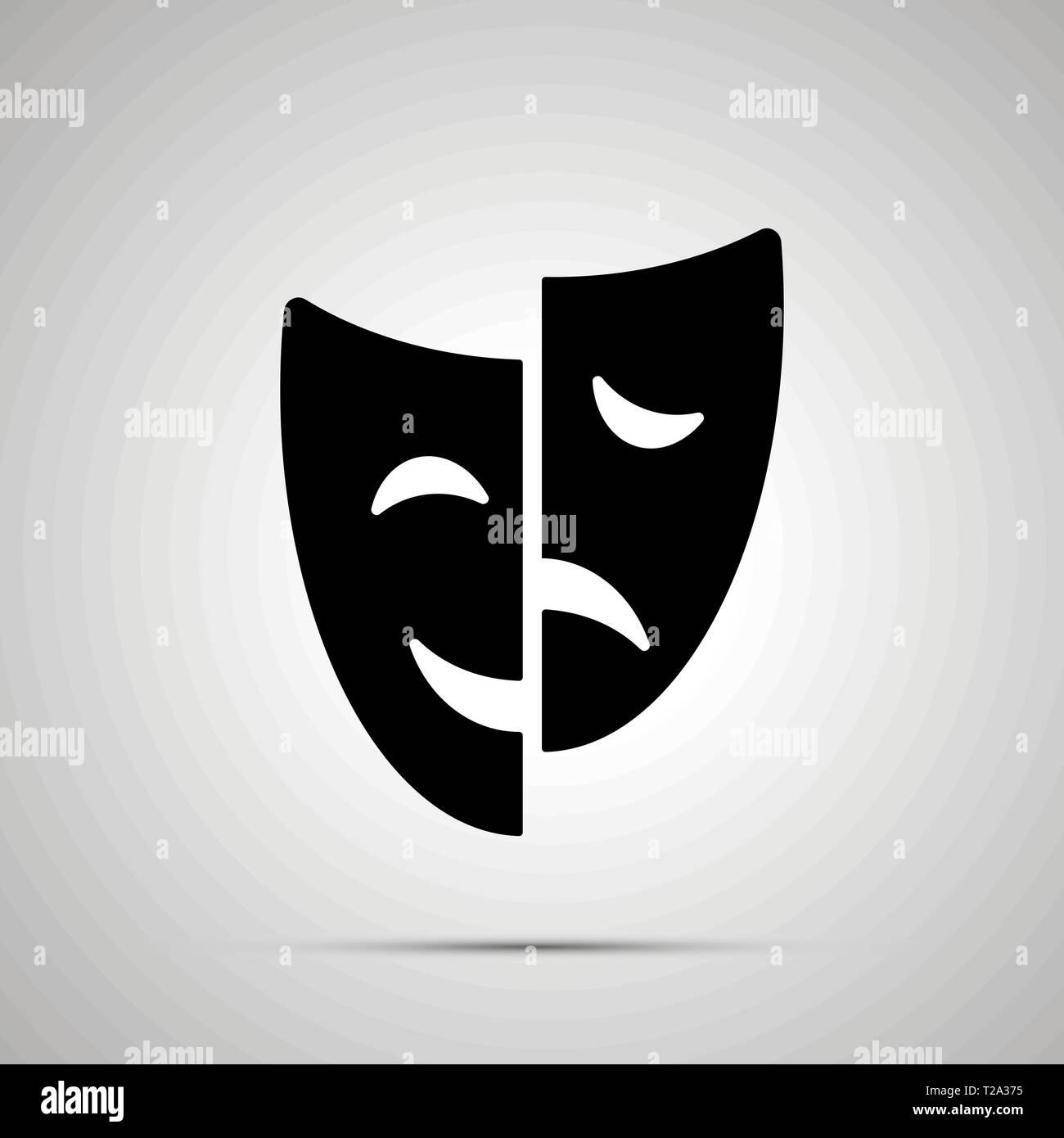 Felice e triste dramma silhouette maschera, icona semplice Illustrazione Vettoriale