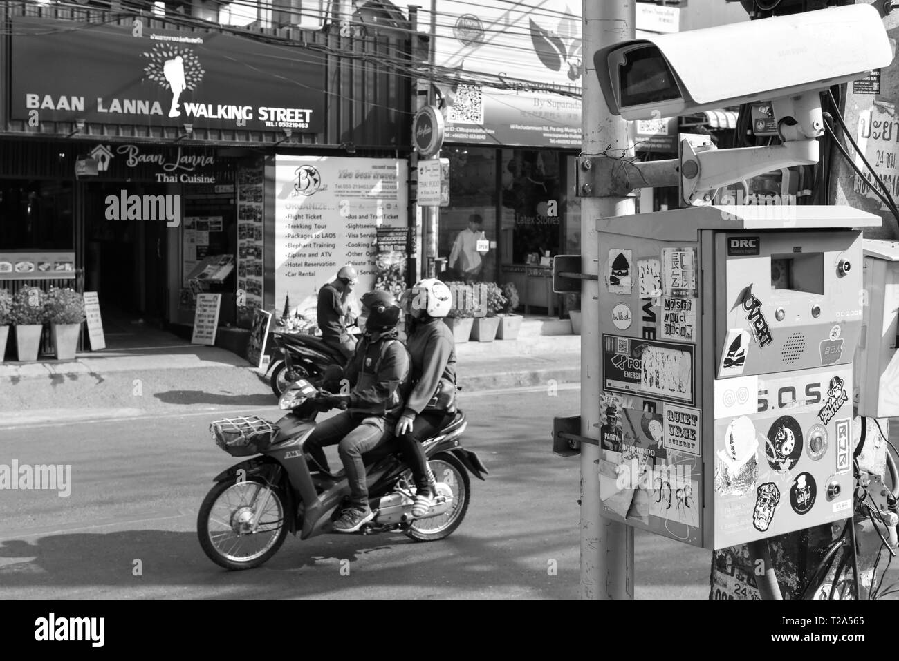 Le telecamere di sorveglianza , Chiang Mai Foto Stock