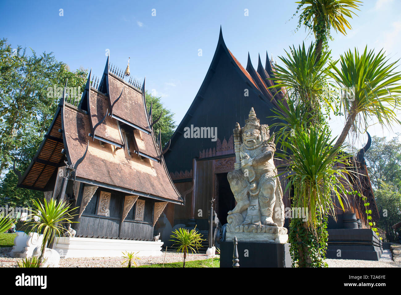 Il nero della casa museo dall artista Thawan Duchanee, Chiang Rai, Thailandia Foto Stock