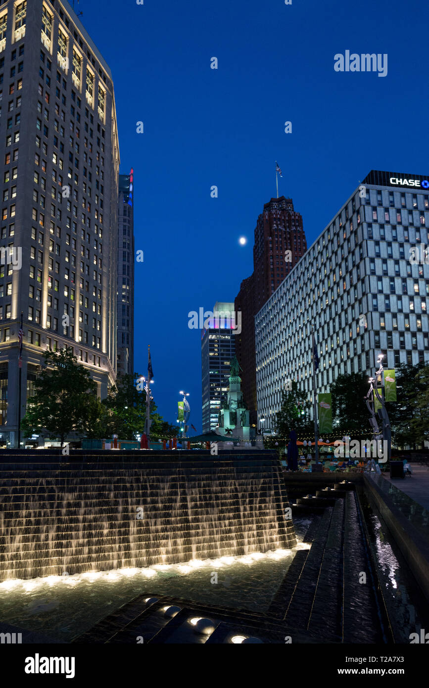 Street View di area del centro cittadino di Detroit Foto Stock