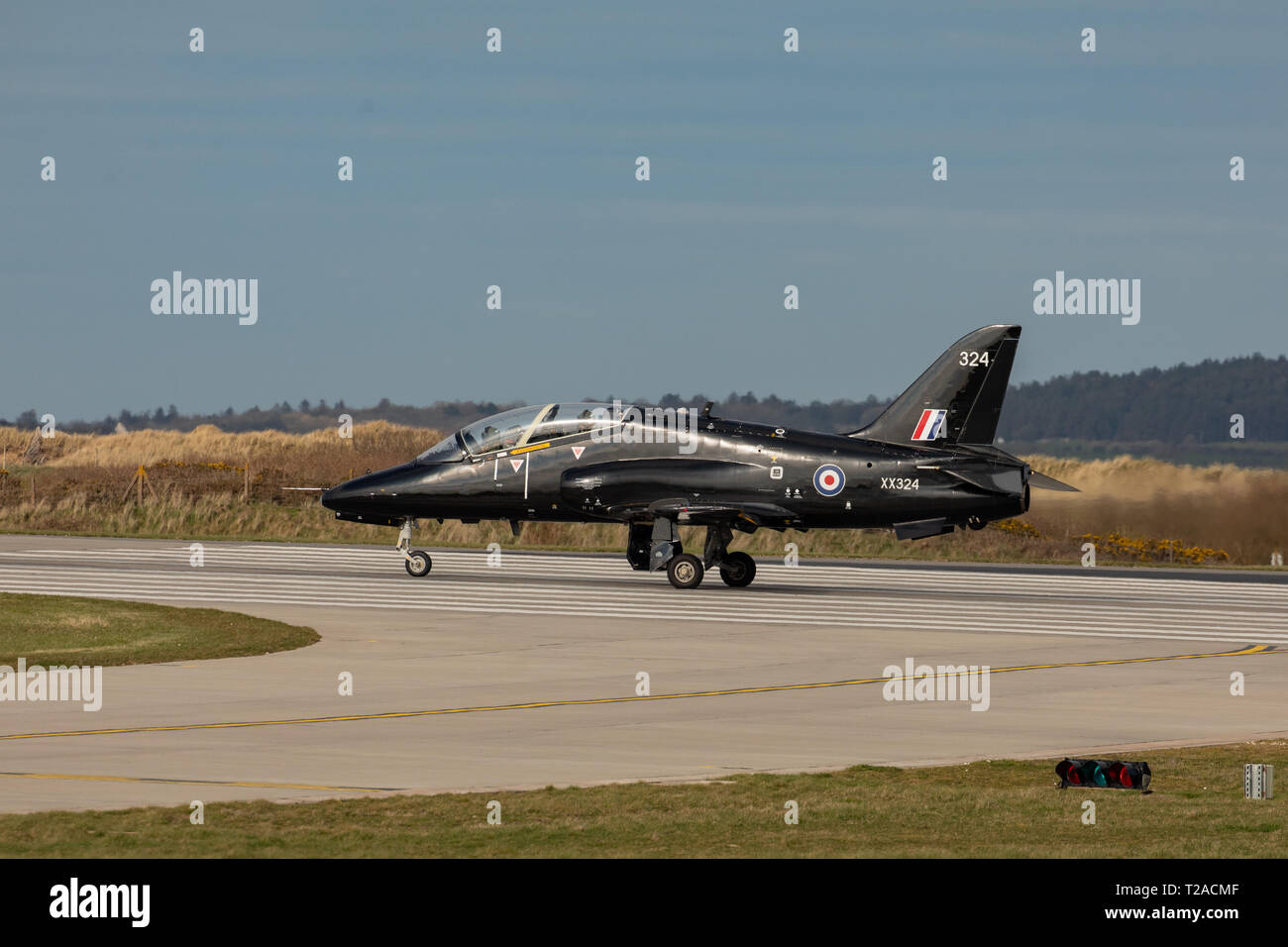 A 736 Squadra Navale T1 un falco jet su pista. Foto Stock