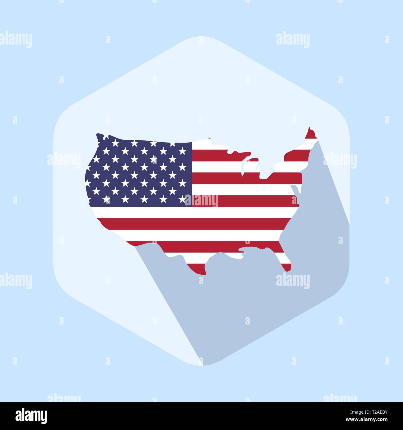 Bandiera degli Stati Uniti mappa modello icona. Design piatto vettore Illustrazione Vettoriale