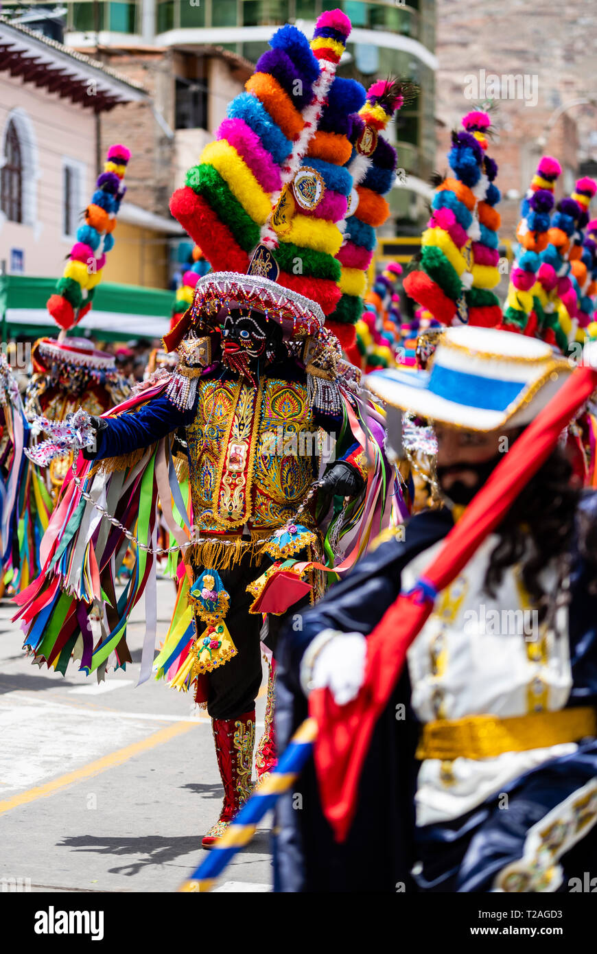 Di Negritos Huanuco,peruviano tradizionale danza andina, Huanuco regione,Perù.America del Sud. Foto Stock