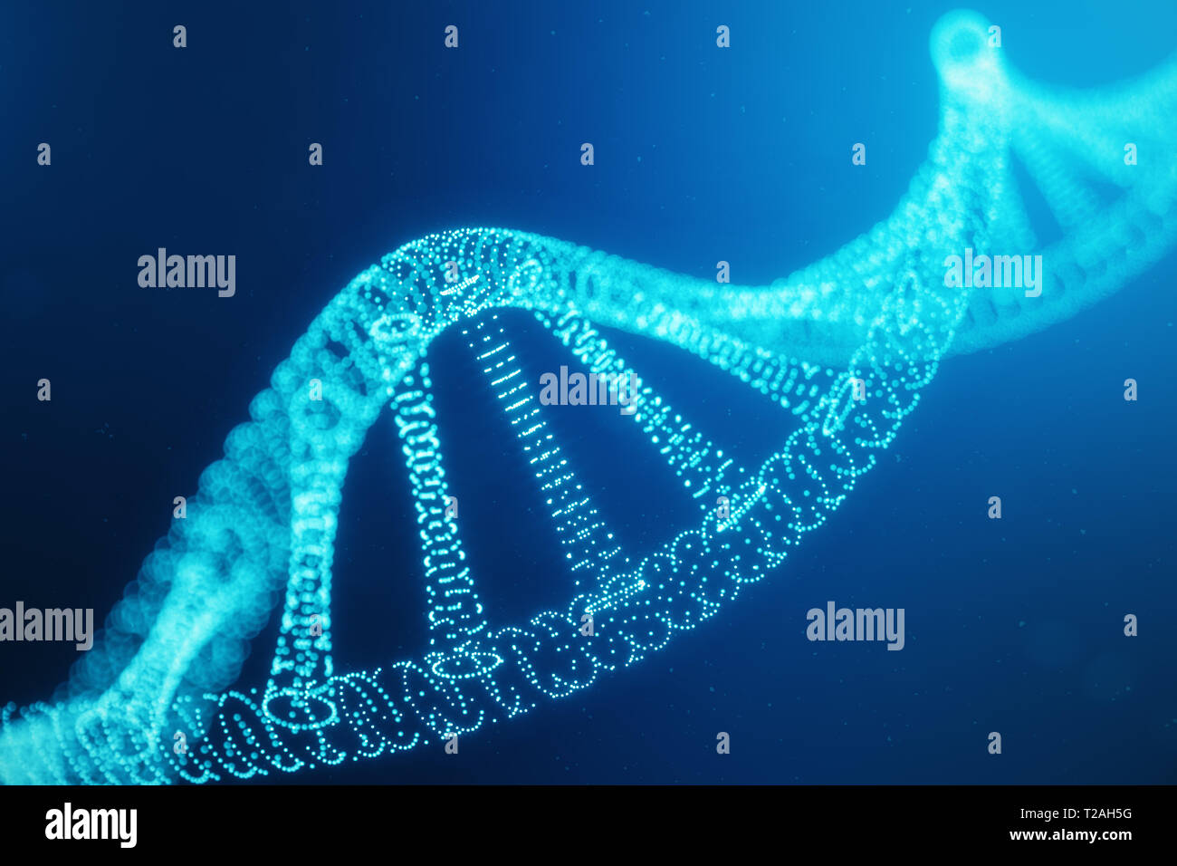 Intelegence artificiale molecola di DNA. Il DNA viene convertito in un codice digitale. Codice digitale genoma. Abstract tecnologia scienza, concetto di Dna artificiale. Il DNA Foto Stock