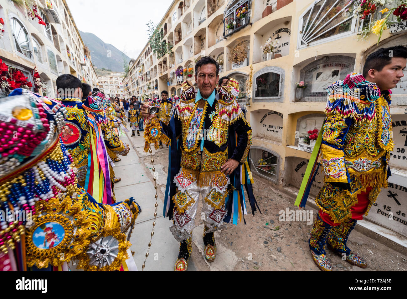 Di Negritos Huanuco,peruviano tradizionale danza andina, Huanuco regione,Perù.America del Sud. Foto Stock