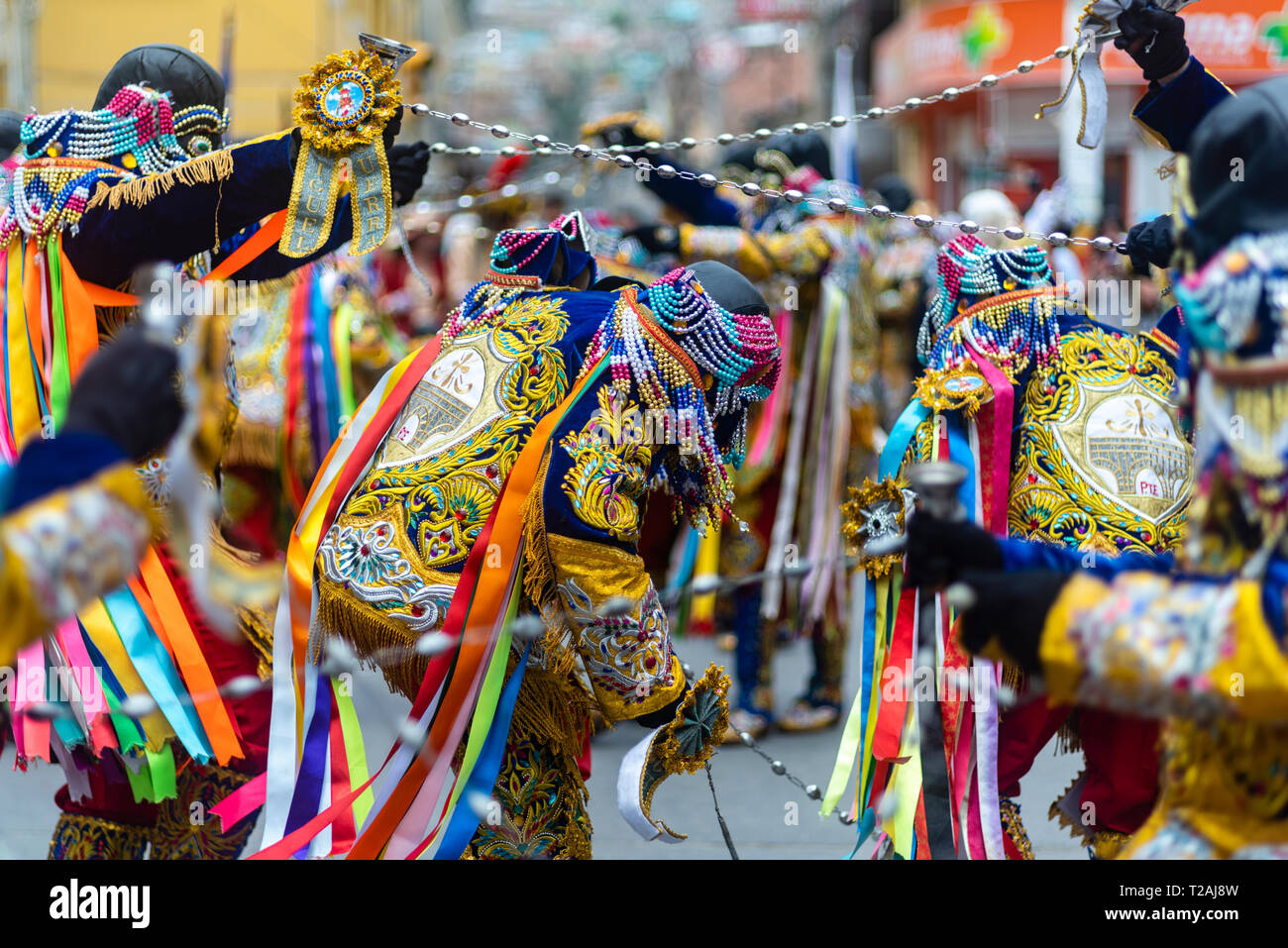 Di Negritos Huanuco,peruviano tradizionale danza andina, Huanuco regione,Perù.America del Sud. Foto Stock