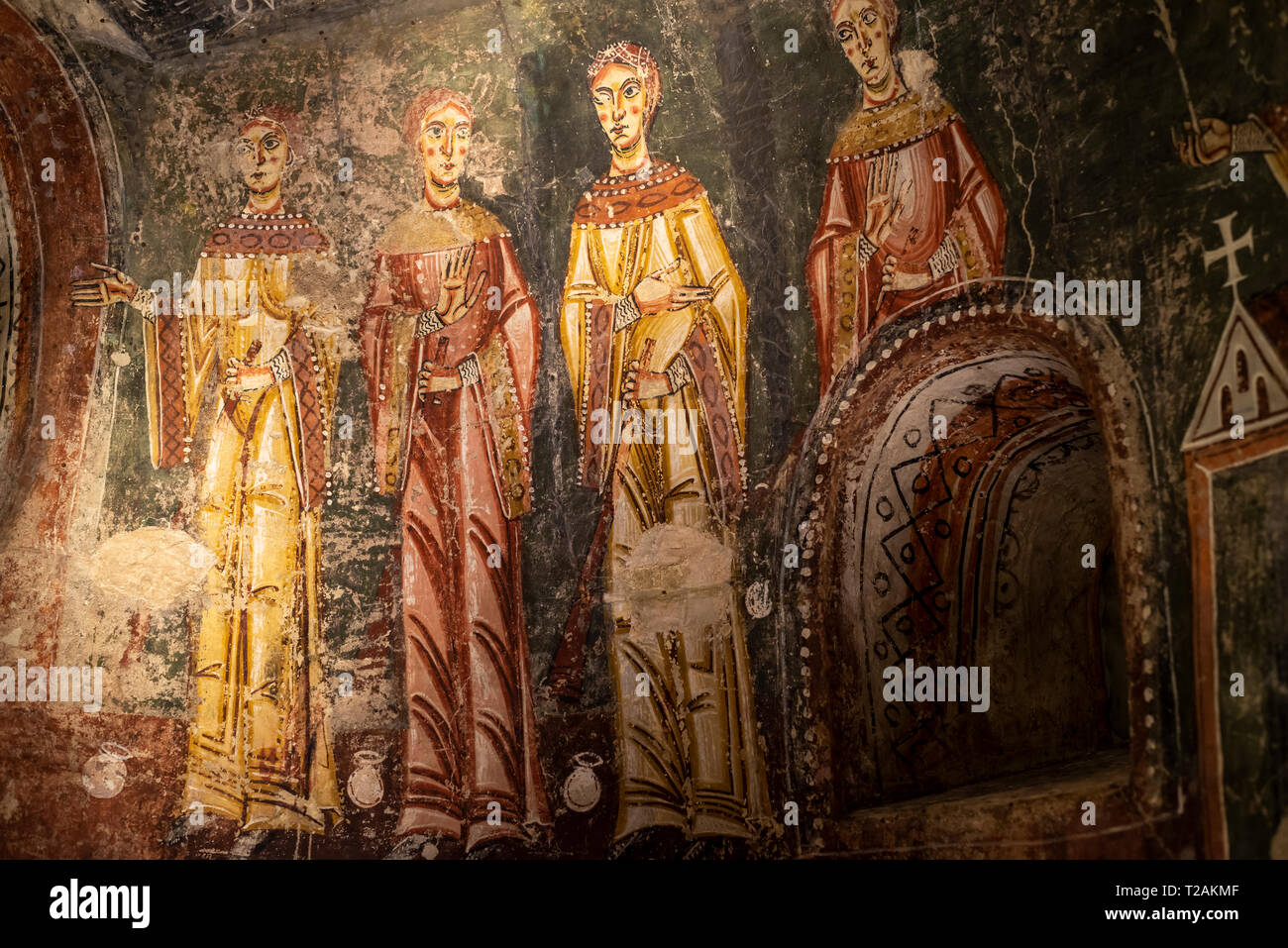 Arte romanica del Museo Nazionale d'Arte della Catalogna,Barcrelona,abside laterale di Sant Quirze de Pedret (fine secolo XI inizi del XII secolo). Foto Stock