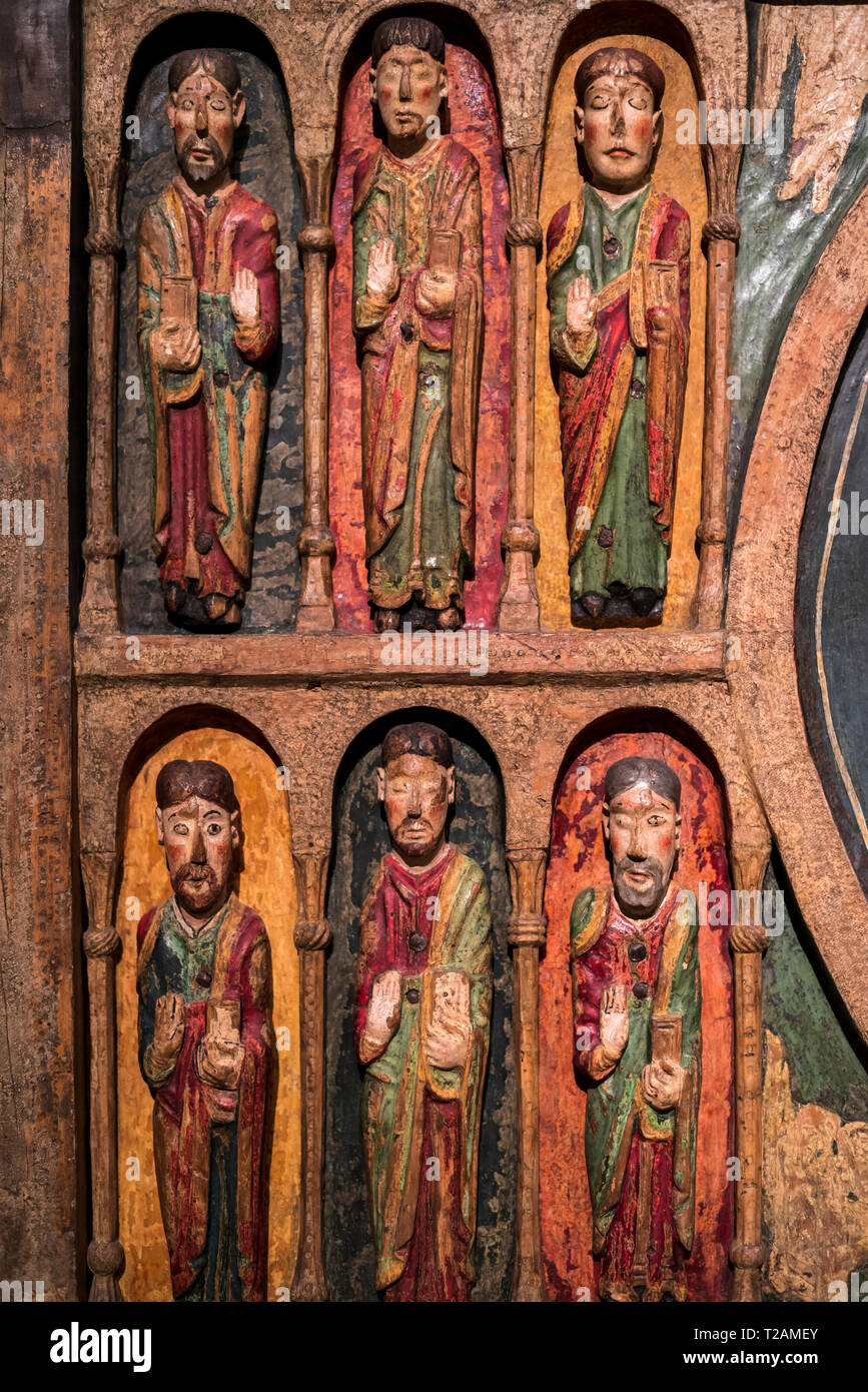 Arte romanica del Museo Nazionale d'Arte della Catalogna,Barcrelona,paliotto di Santa Maria in Taüll (1200AC).Boí valley. Foto Stock