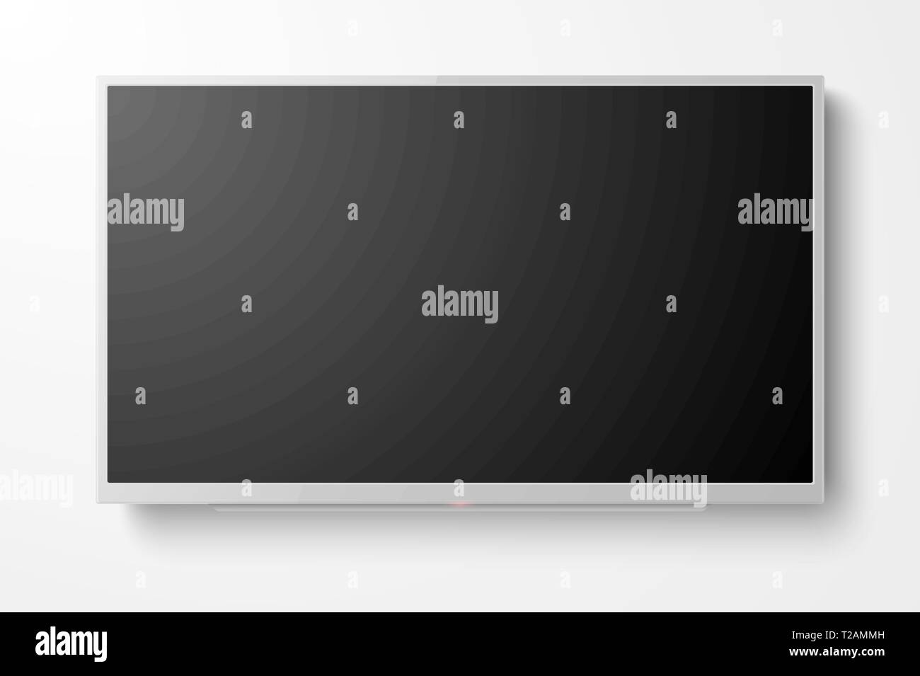 Vettore 3D realistici vuoto bianco sullo schermo del televisore. Moderno LED LCD pannello posto Closeup isolati su sfondo bianco. Modello di progetto di grandi monitor del computer Illustrazione Vettoriale