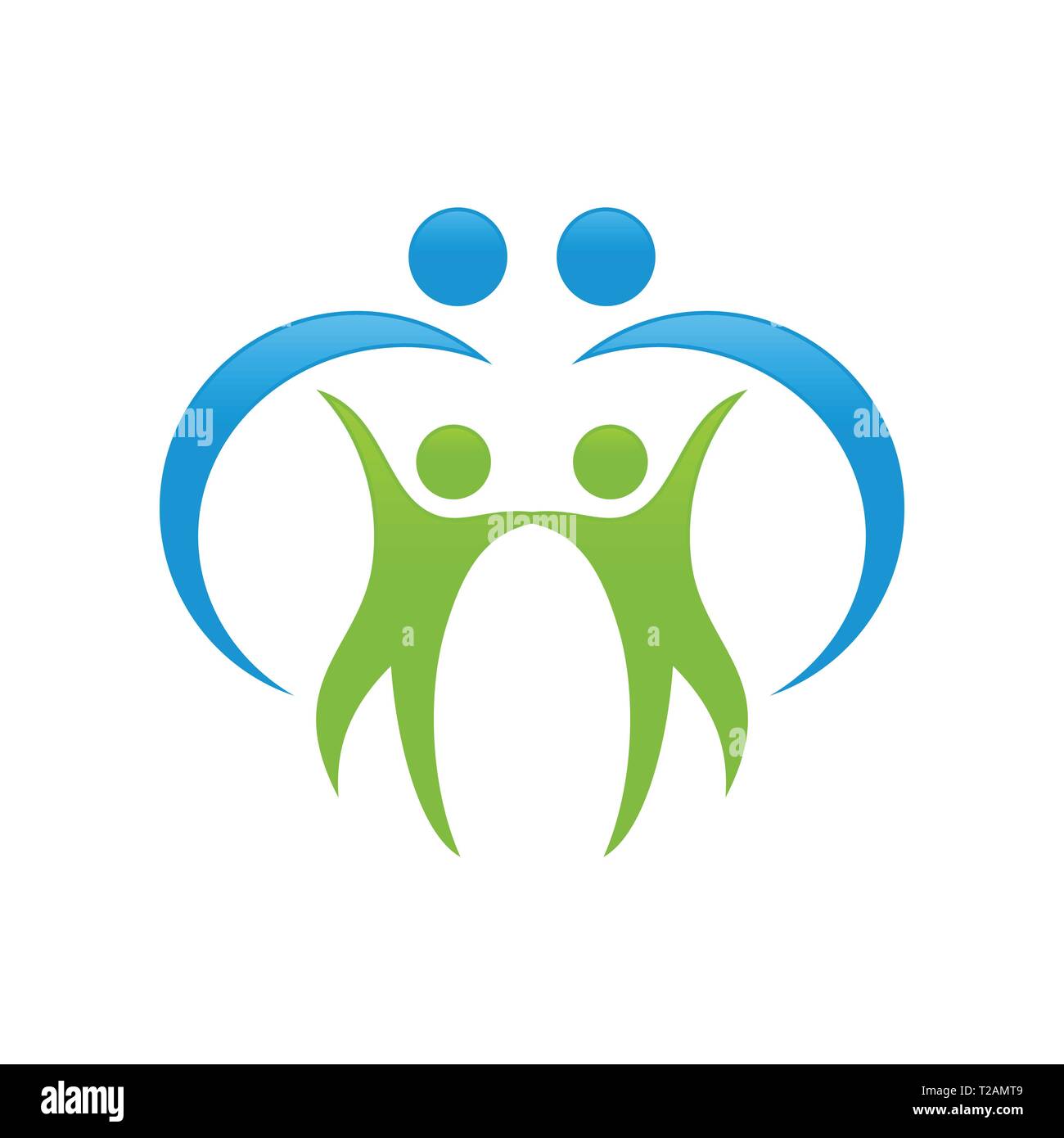 La famiglia felice di protezione persone Swoosh simbolo vettore Logo grafico del modello di progettazione Illustrazione Vettoriale