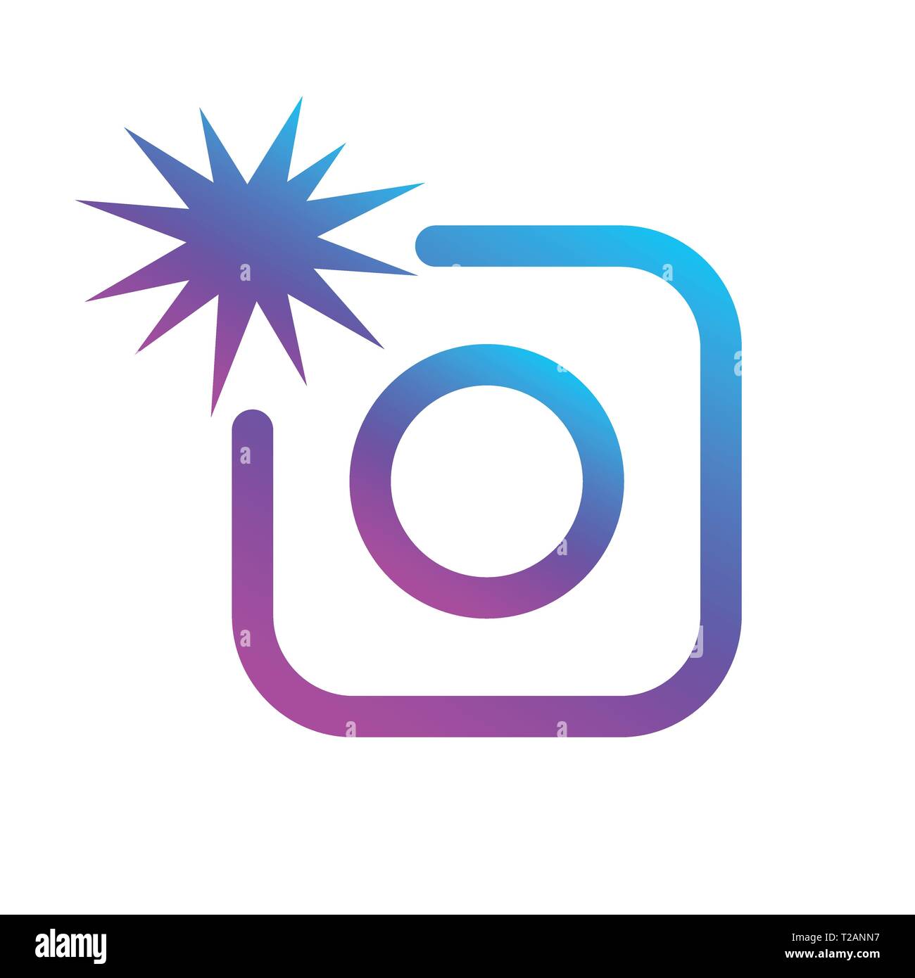 Segno colorato della macchina fotografica in stile piatto alla moda isolato su sfondo bianco. Simbolo della fotocamera per il design del sito Web, il logo, l'app, l'interfaccia utente. Illustrazione vettoriale Illustrazione Vettoriale