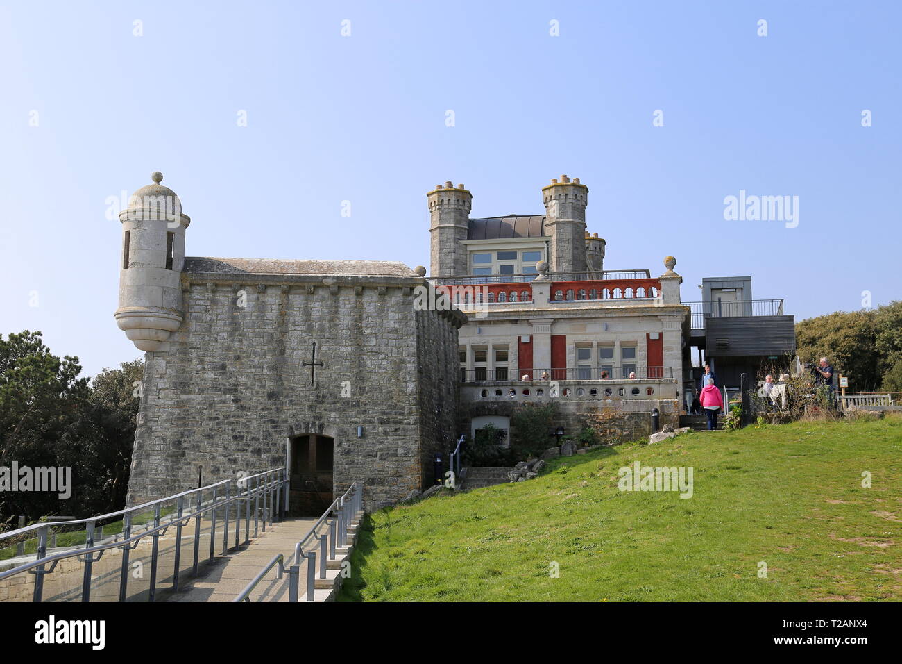 Il castello di Durlston, Durlston Country Park, Swanage, Isle of Purbeck, Dorset, Inghilterra, Gran Bretagna, Regno Unito, Gran Bretagna, Europa Foto Stock
