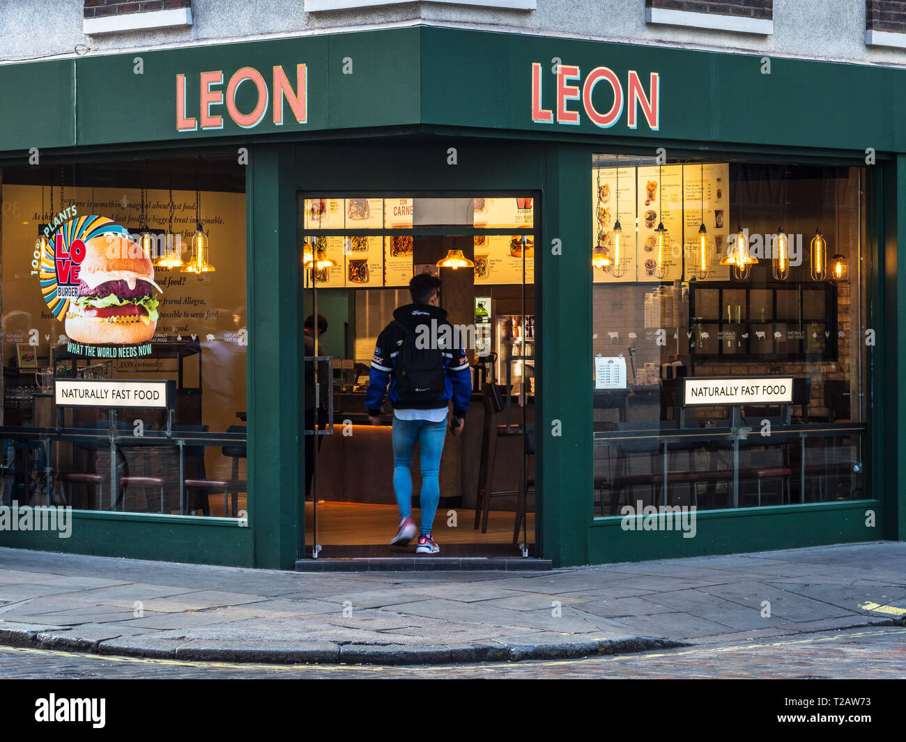 La Leon sano e salutare un ristorante fast food in Boradwick St in Soho Londra Centrale Foto Stock