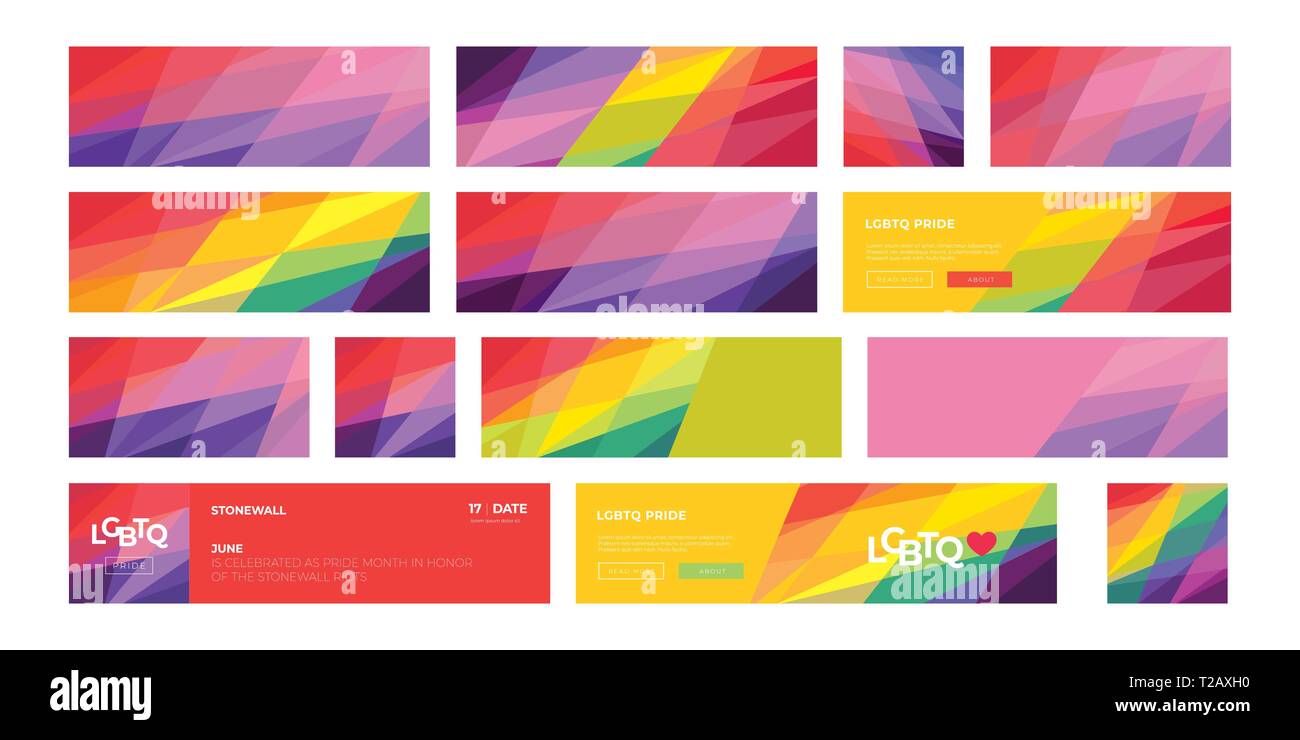 Supporto per LGBTQ orgoglio. Sfondi colorati. Arcobaleno colorato astratta. Larghezza piena banner. I modelli per intestazioni, volantini. Illustrazione Vettoriale