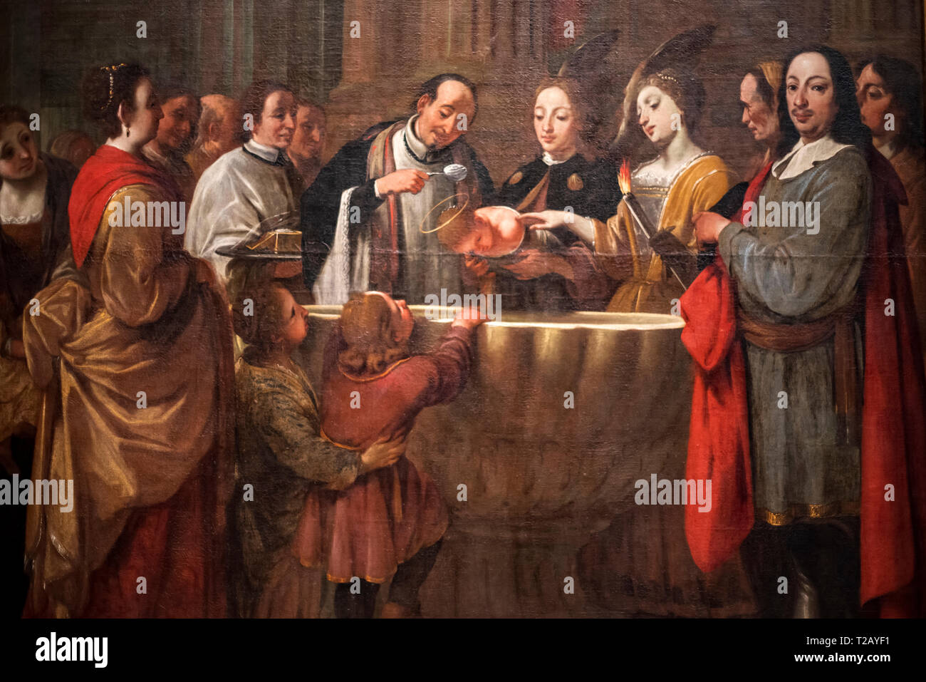 Antoni Viladomat (Barcellona 1678-1775),il battesimo di san Francesco (1729-1733).Il Museo Nazionale d'Arte della Catalogna,Barcellona,Spagna. Foto Stock