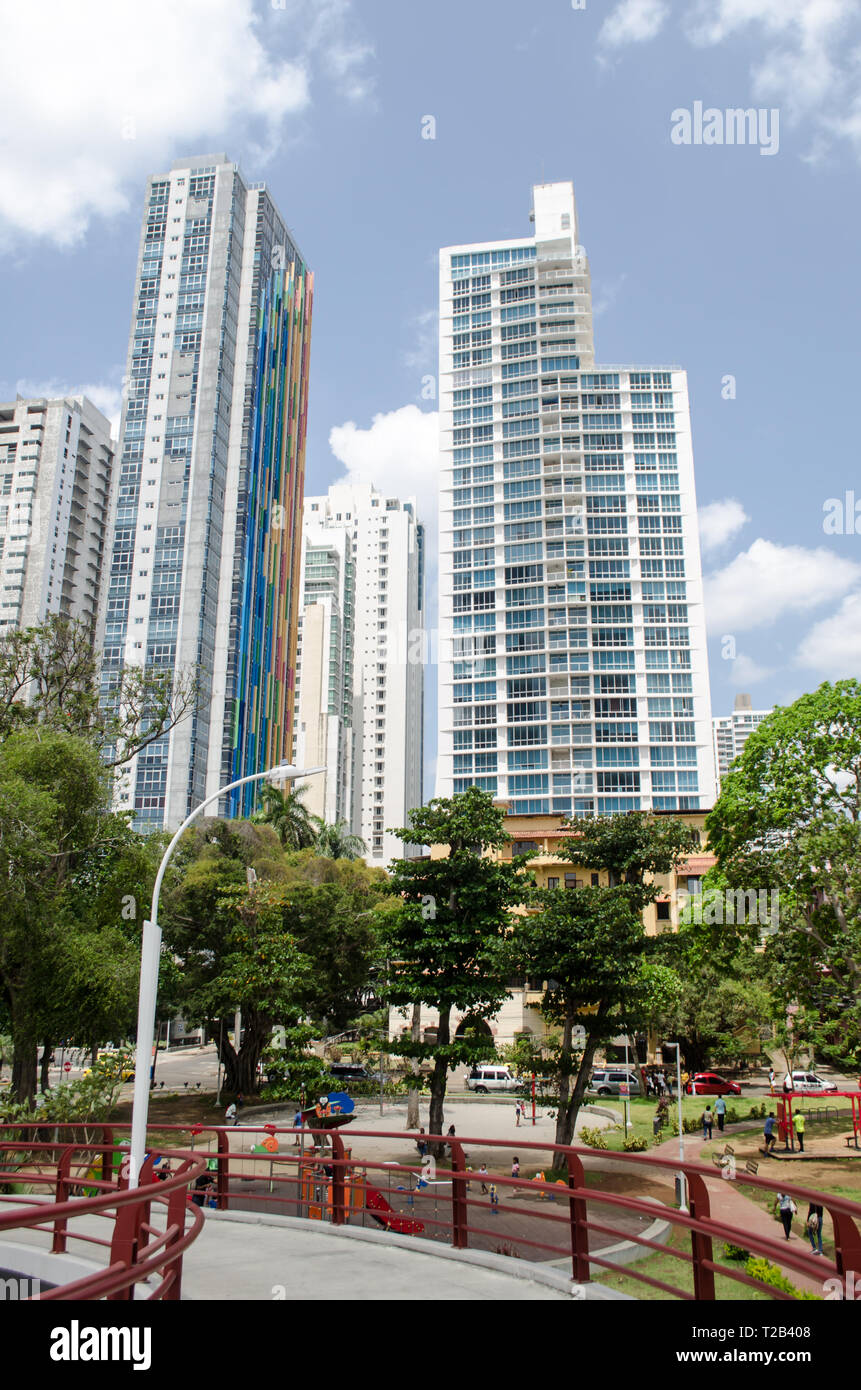 Panama City edifici come visto da Foto Stock