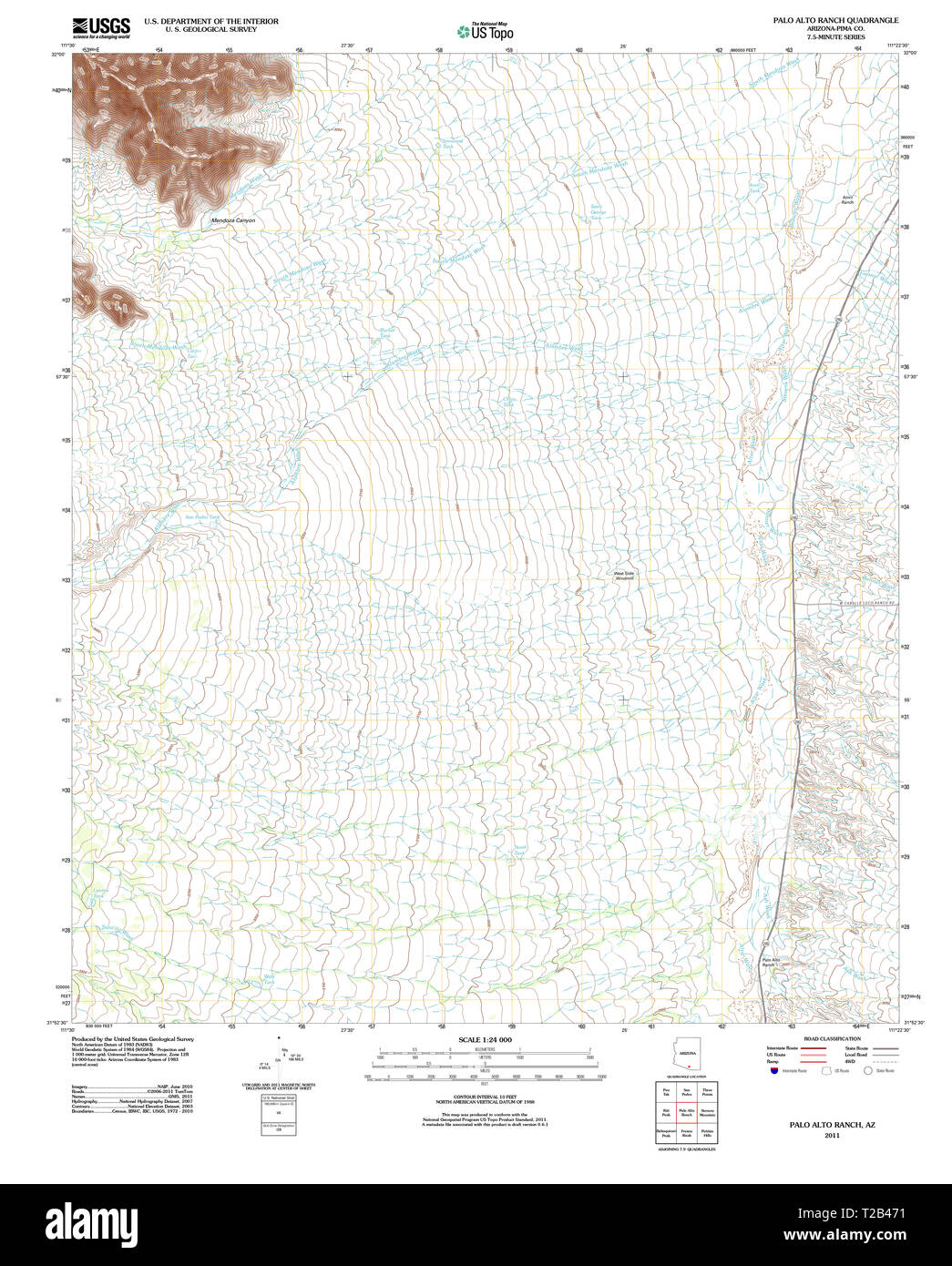 USGS TOPO Map Arizona AZ Palo Alto Ranch 20111104 TM il restauro Foto Stock