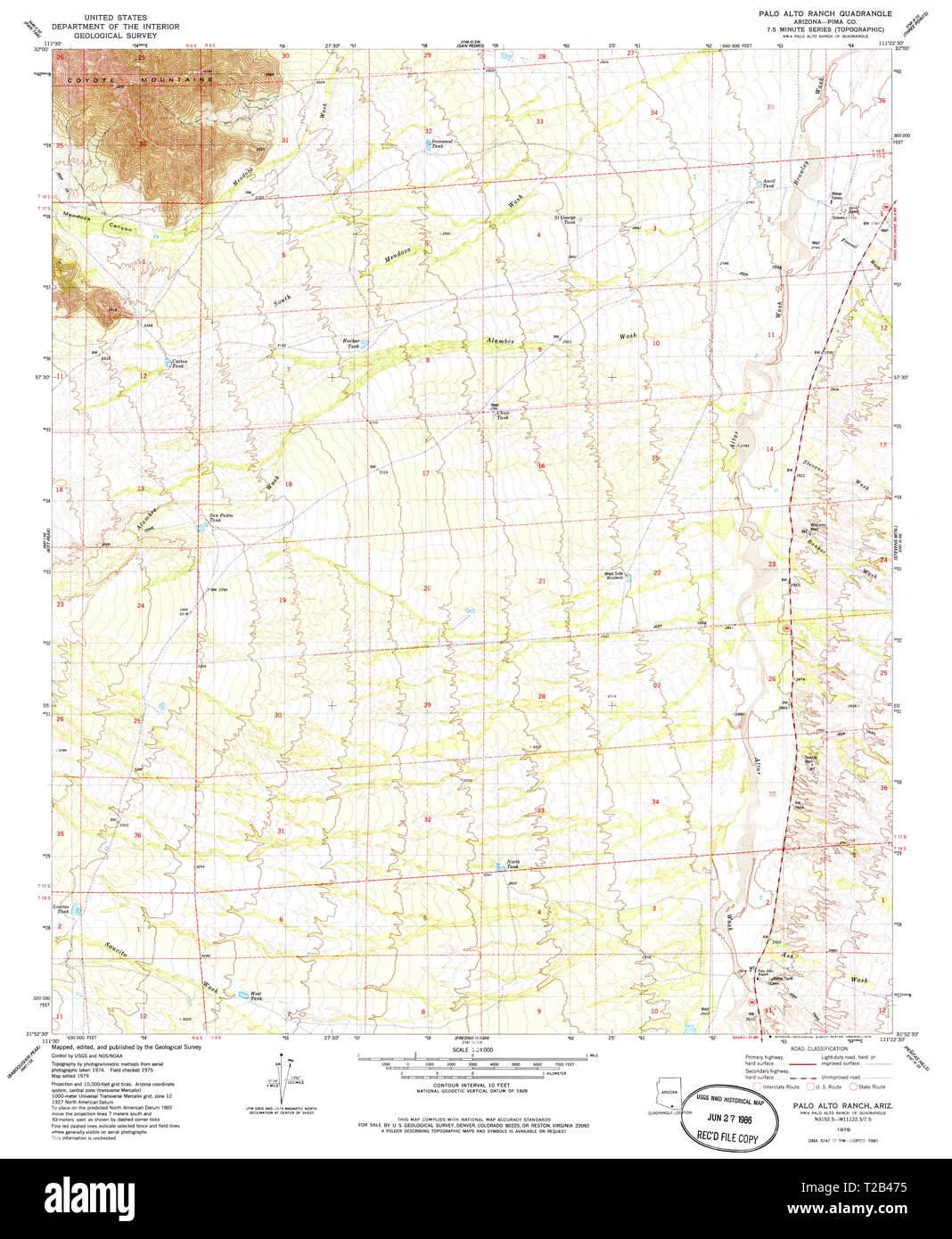 USGS TOPO Map Arizona AZ Palo Alto Ranch 312753 1979 24000 Restauro Foto Stock