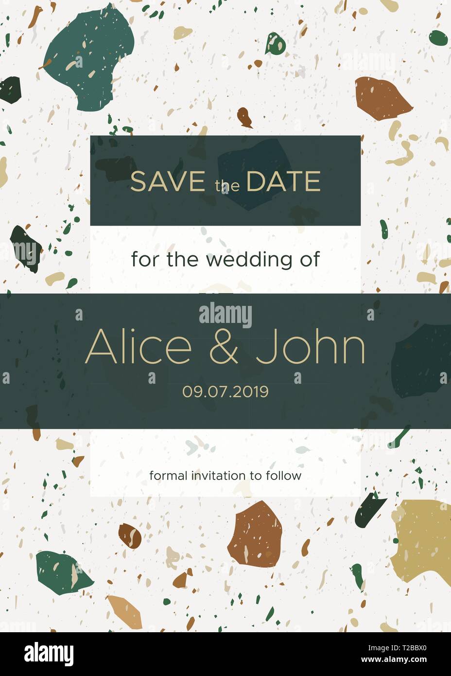 Salvare la data del modello di scheda con marmo Terrazzo Illustrazione Vettoriale