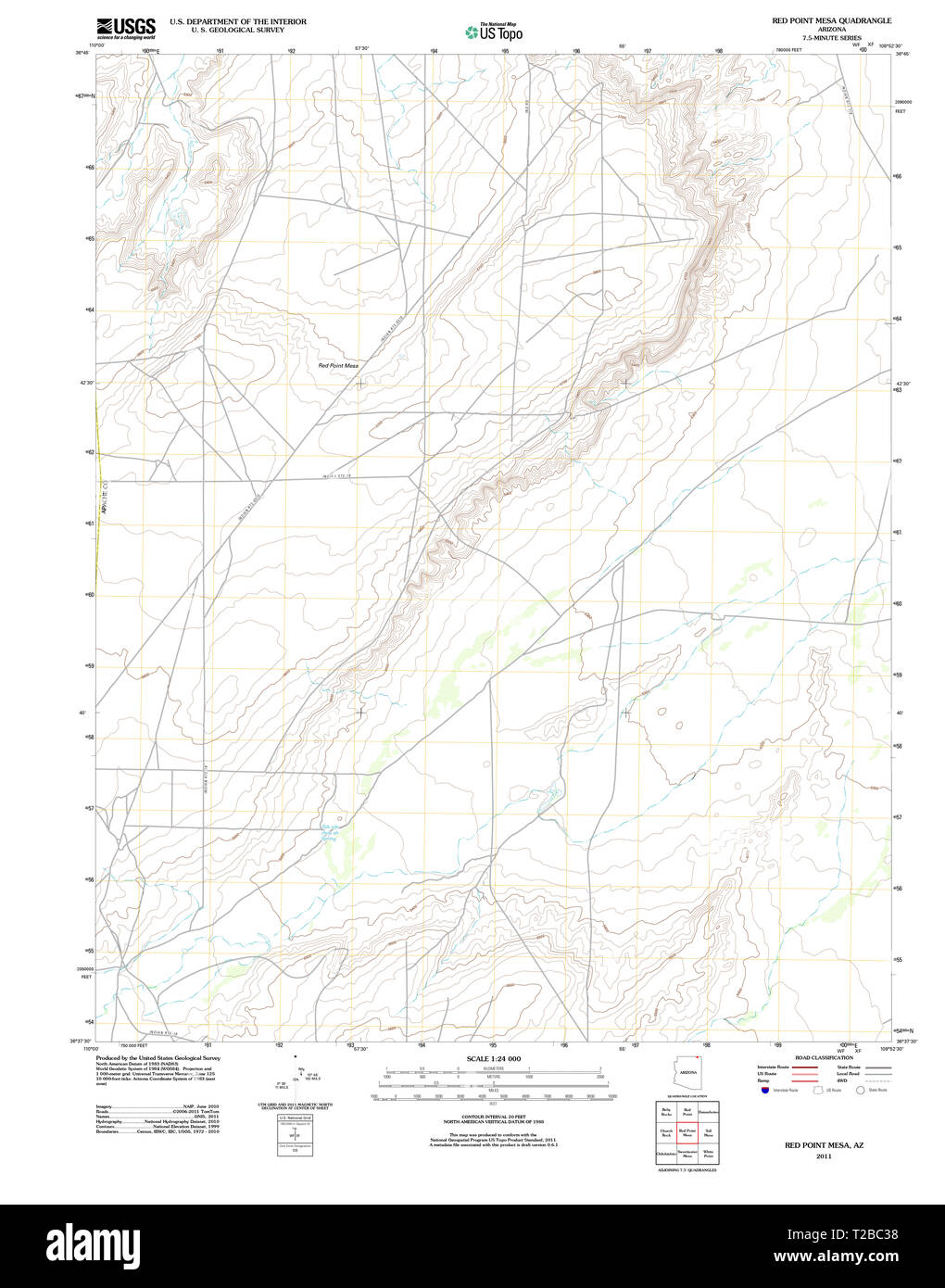 USGS TOPO Map Arizona AZ Punto Rosso Mesa 20111125 TM il restauro Foto Stock