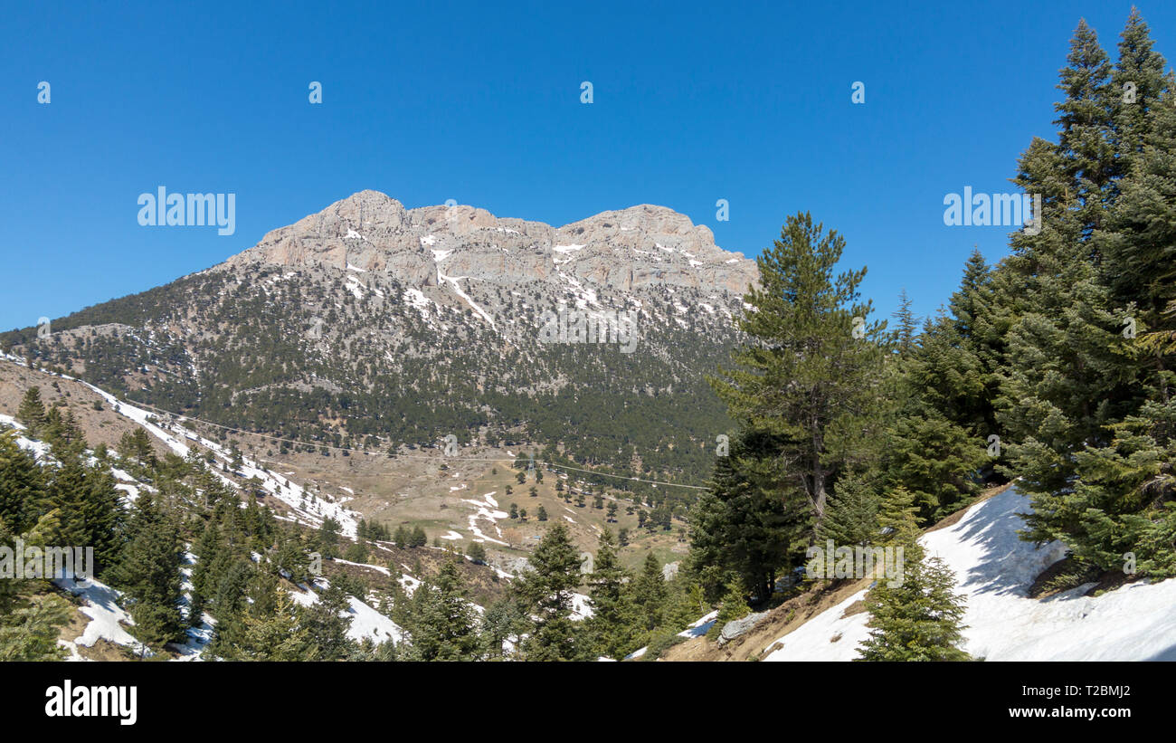 Le montagne del taurus sono un complesso montuoso nella parte meridionale della Turchia, separando il Mediterraneo regione costiera del sud della Turchia. Foto Stock