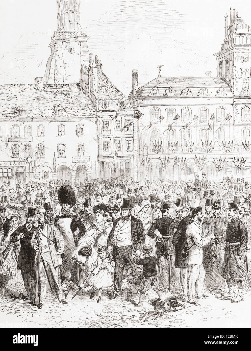 Inglese per gli escursionisti a Calais, Francia, nel XIX secolo. Dal Illustrated London News, pubblicato 1865. Foto Stock