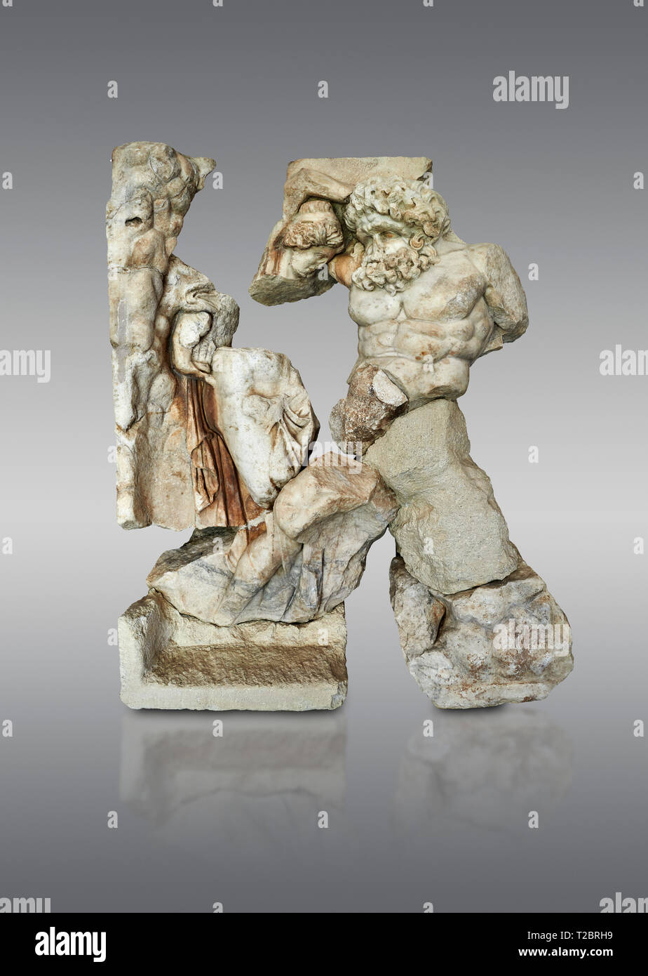 Sebasteion romana scultura in rilievo di Polyphemos e Galatea Aphrodisias museo, Aphrodisias, Turchia. Un altro amore mitologico storia afferma il po Foto Stock
