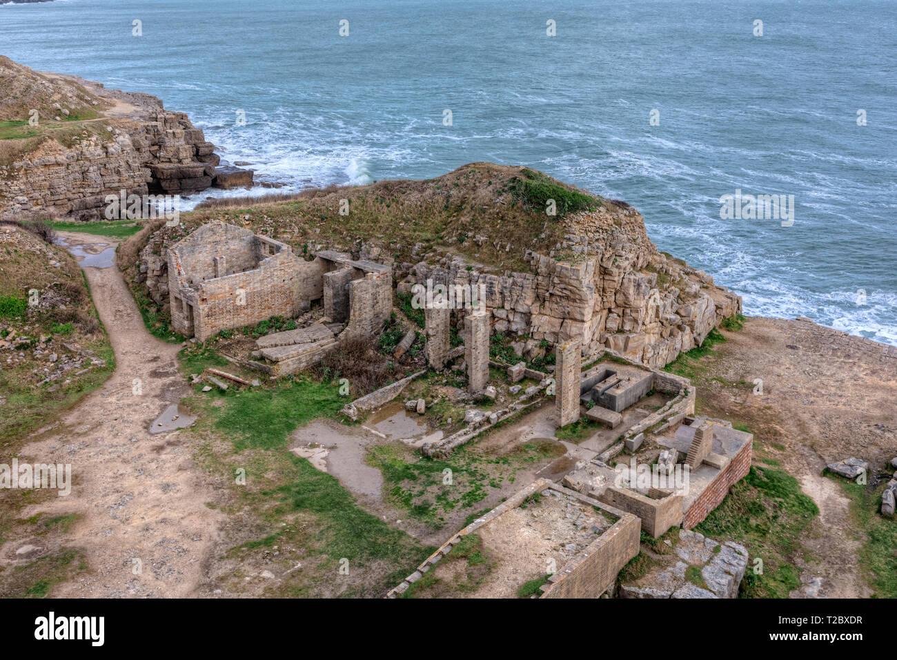 Winspit cava, Purbeck, Jurassic Coast, Dorset, Inghilterra Foto Stock