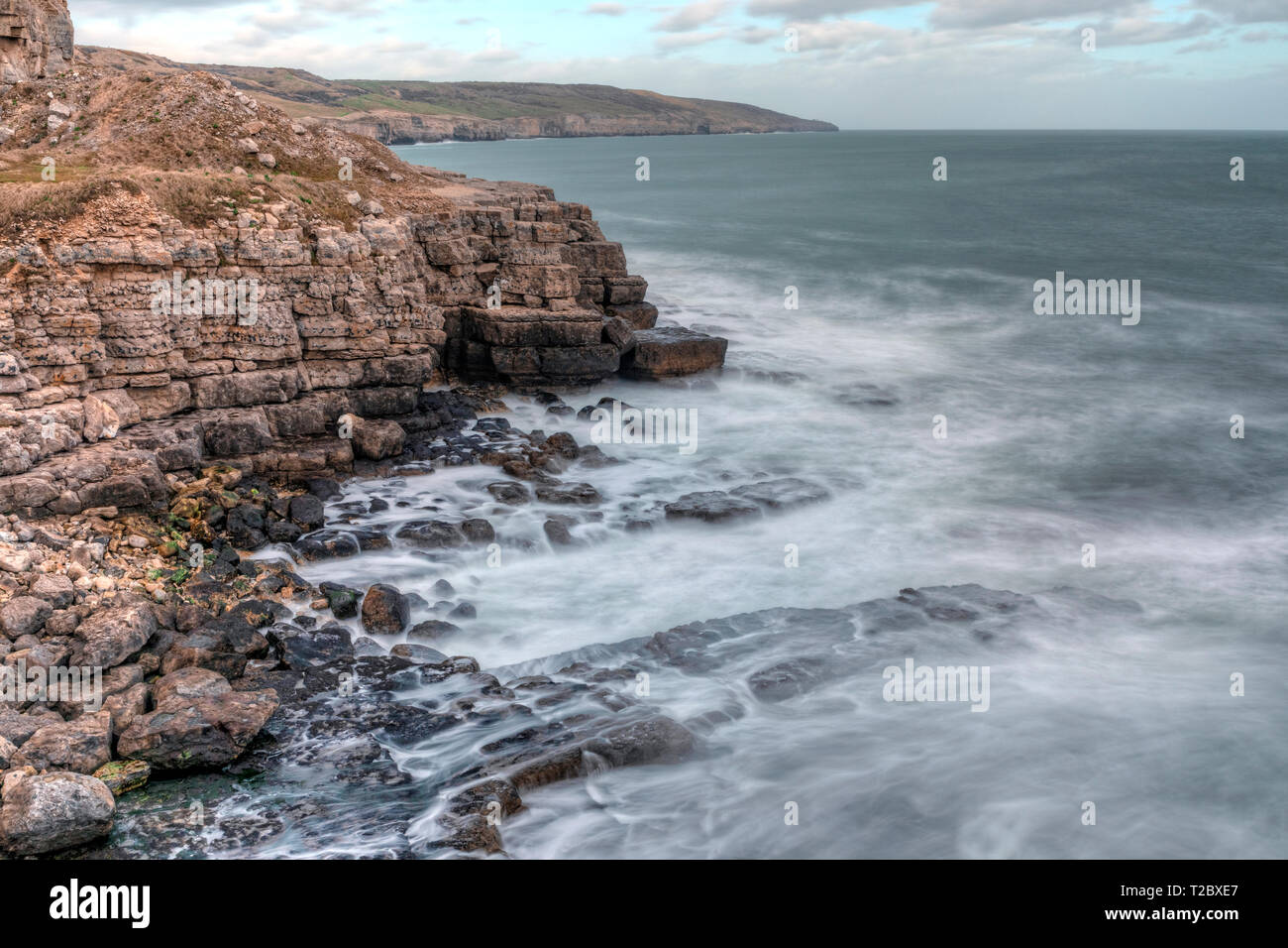 Winspit cava, Purbeck, Jurassic Coast, Dorset, Inghilterra Foto Stock