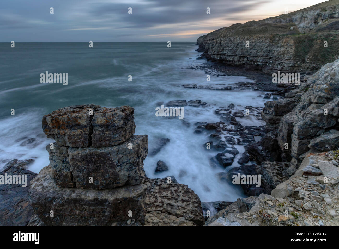 Winspit cava, Purbeck, Jurassic Coast, Dorset, Inghilterra Foto Stock