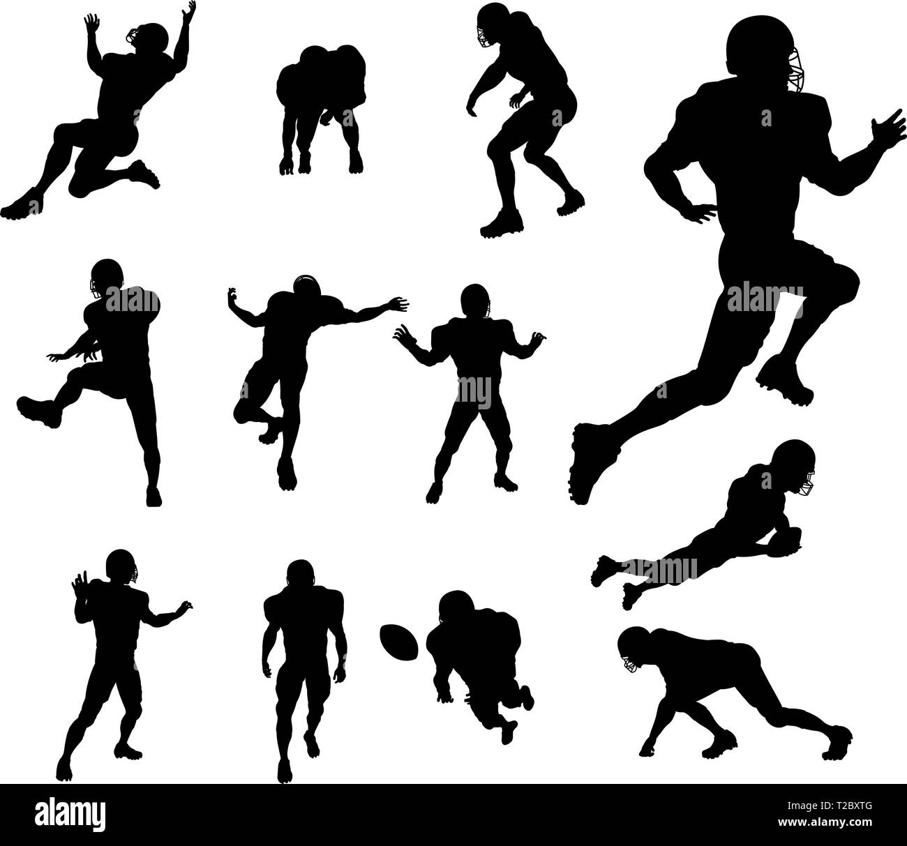 Giocatore di Football Americano sagome Illustrazione Vettoriale