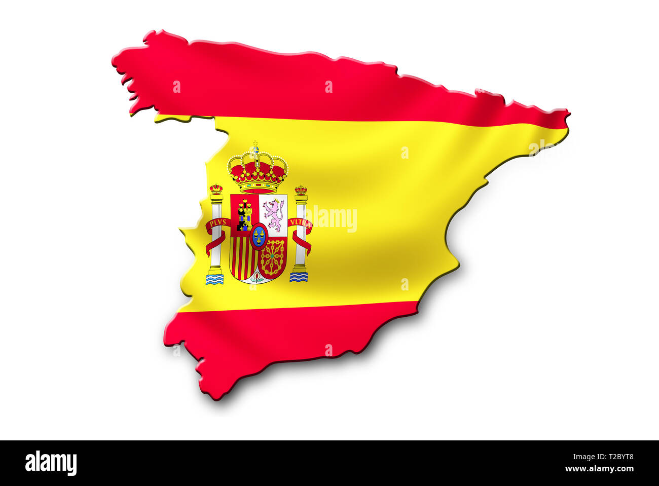 Spagna bandiera nazionale sagomato per paese mappa. Concetto patriottica Foto Stock