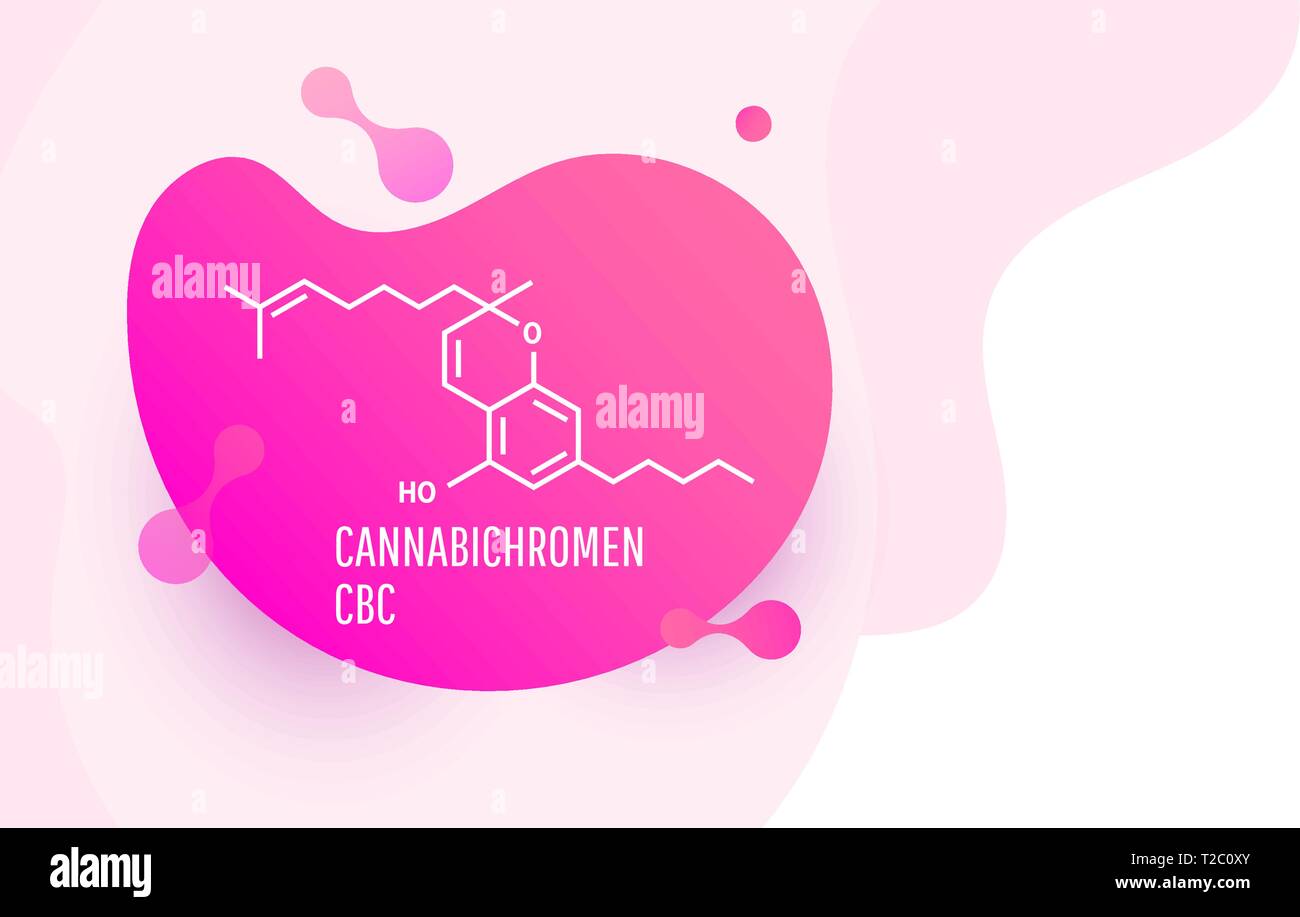 La CTF Cannabichromen illustrazione vettoriale. All'interno della pianta di Cannabis, CBC avviene principalmente come acido cannabichromenic Illustrazione Vettoriale