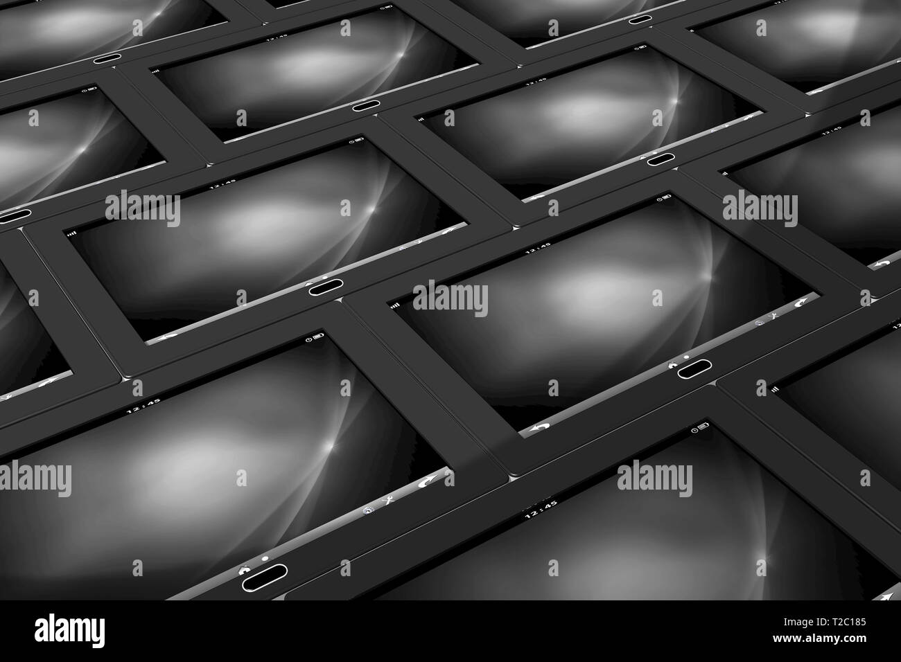 3D'illustrazione. Sullo sfondo di una serie di compresse di colore nero con molte possibilità di applicazioni. Foto Stock