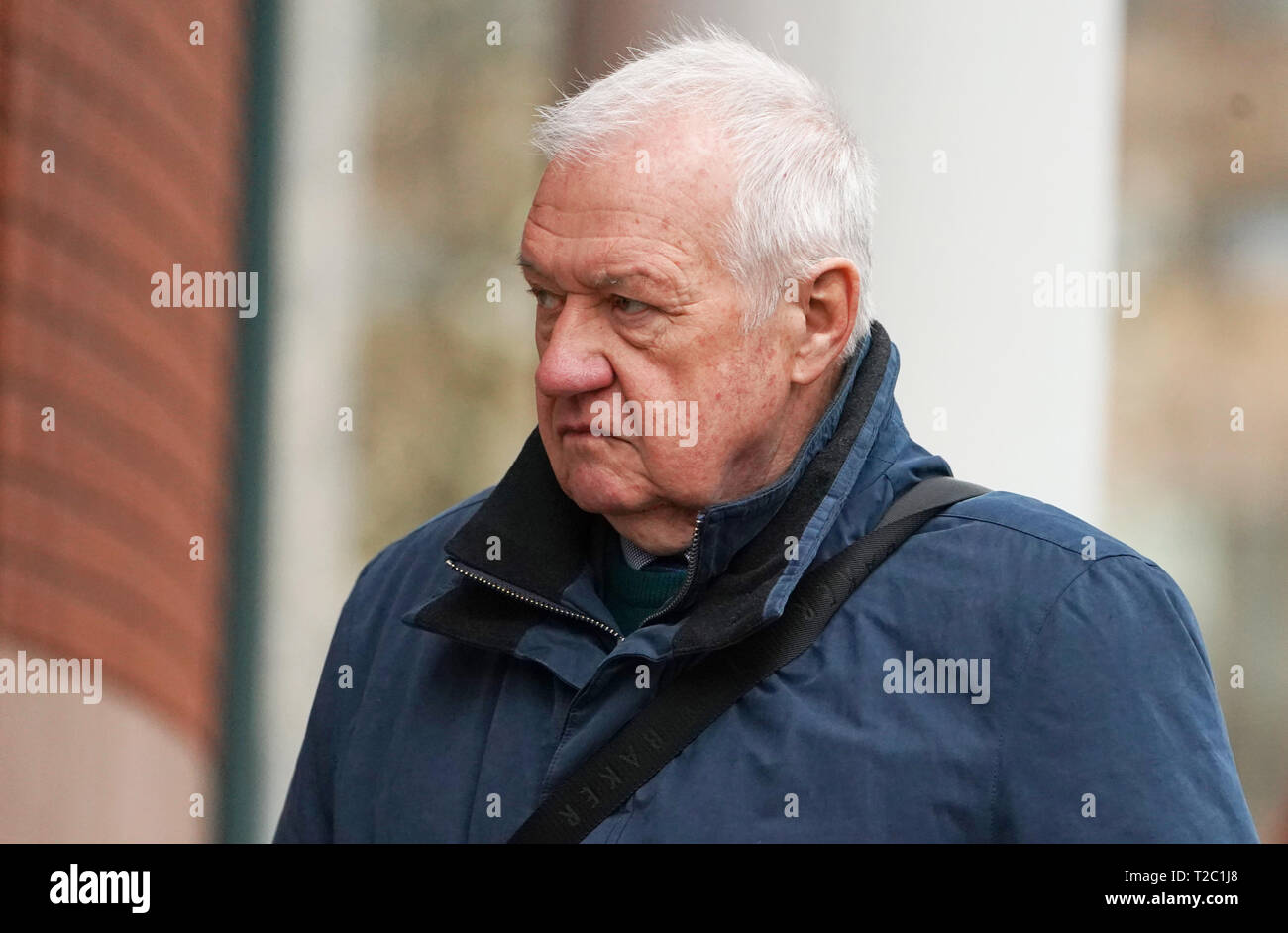 Hillsborough corrispondono comandante David Duckenfield, chi è accusato di omicidio colposo da grave negligenza di 95 Liverpool sostenitori al 1989 FA Cup semi-finale, arrivando a Preston Crown Court. Foto Stock