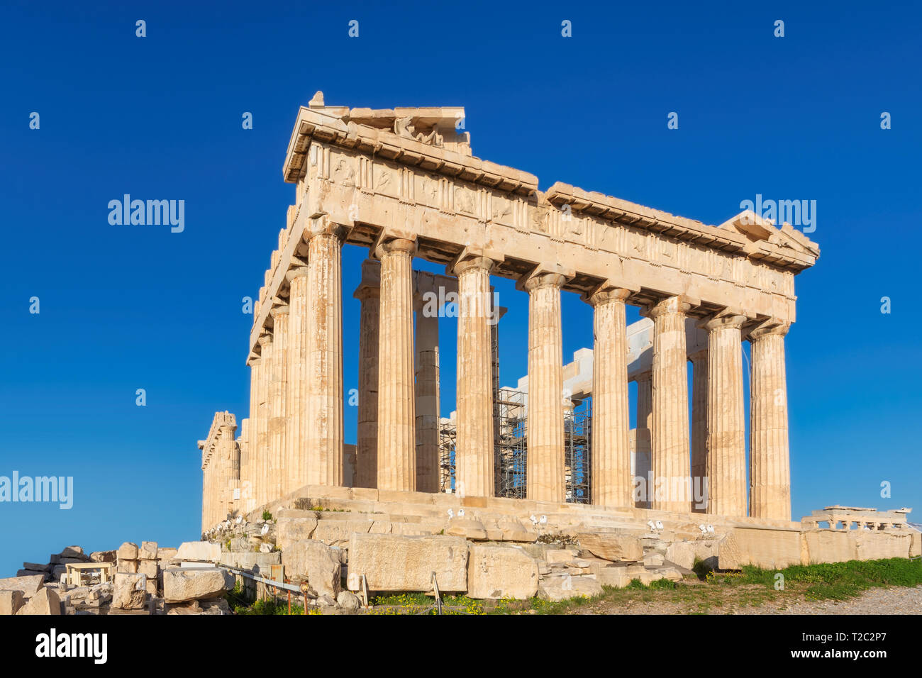 Tempio del Partenone dell'Acropoli di Atene, Grecia. Foto Stock