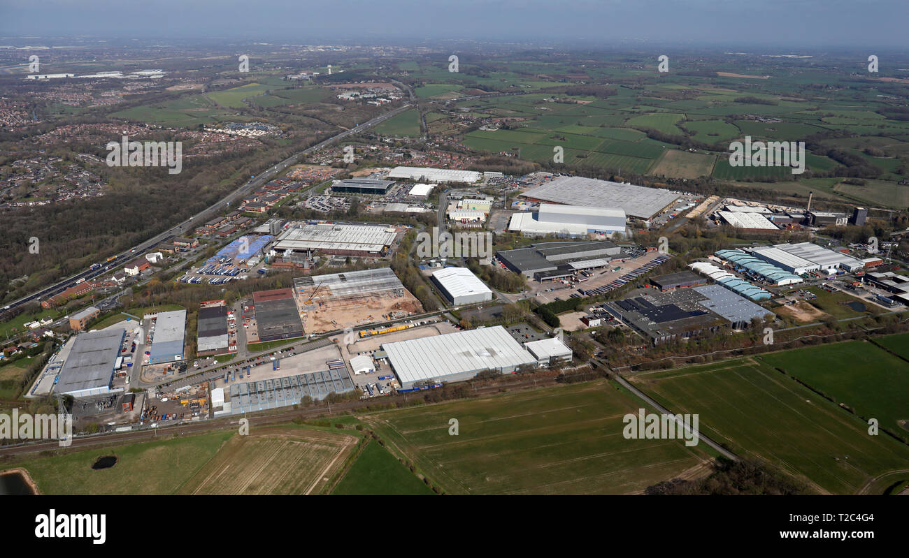 Vista aerea di Whitehouse Industrial Estate, Runcorn WA7 Foto Stock