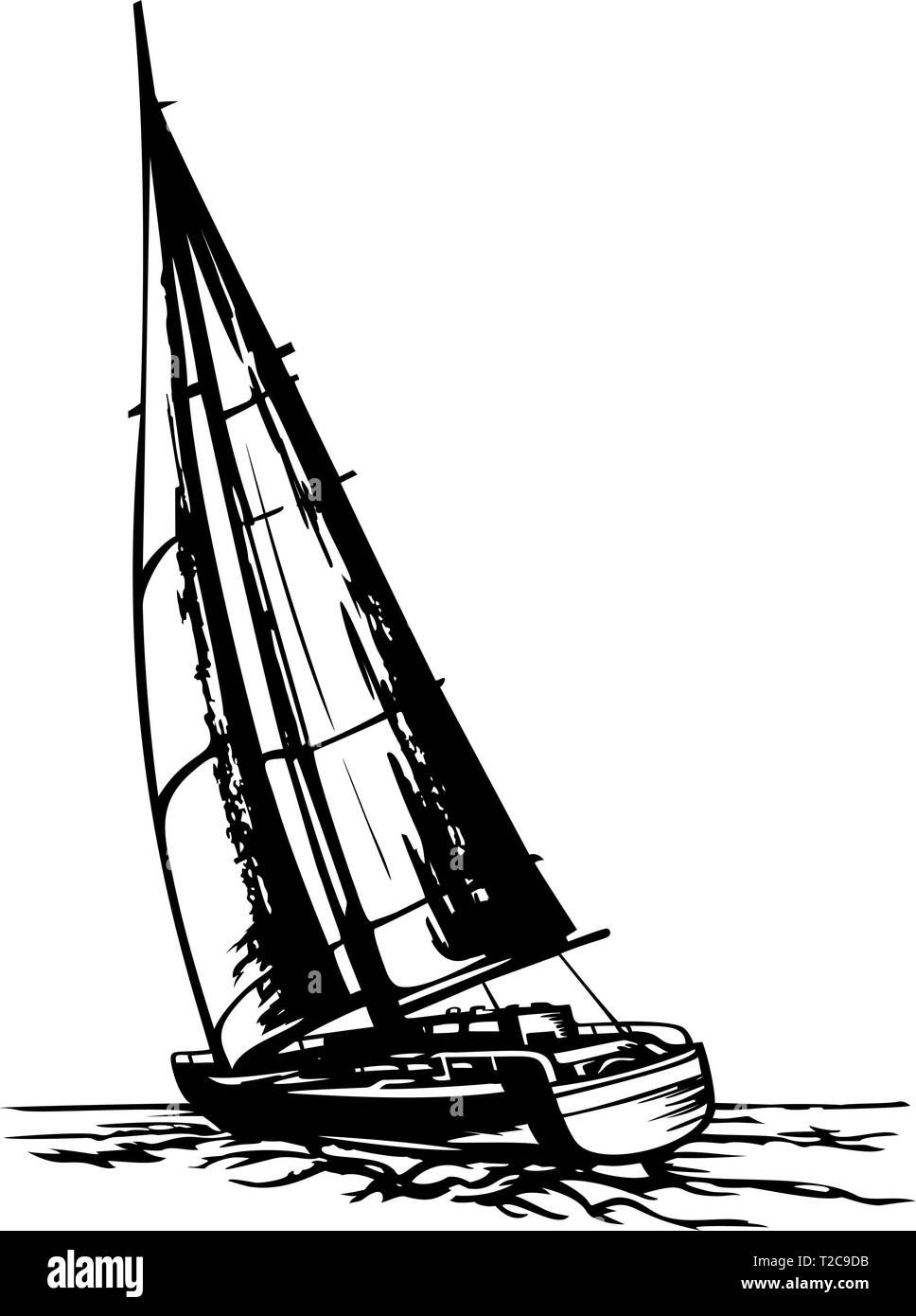 Yacht a vela stilizzata vettore Illustrazione Vettoriale