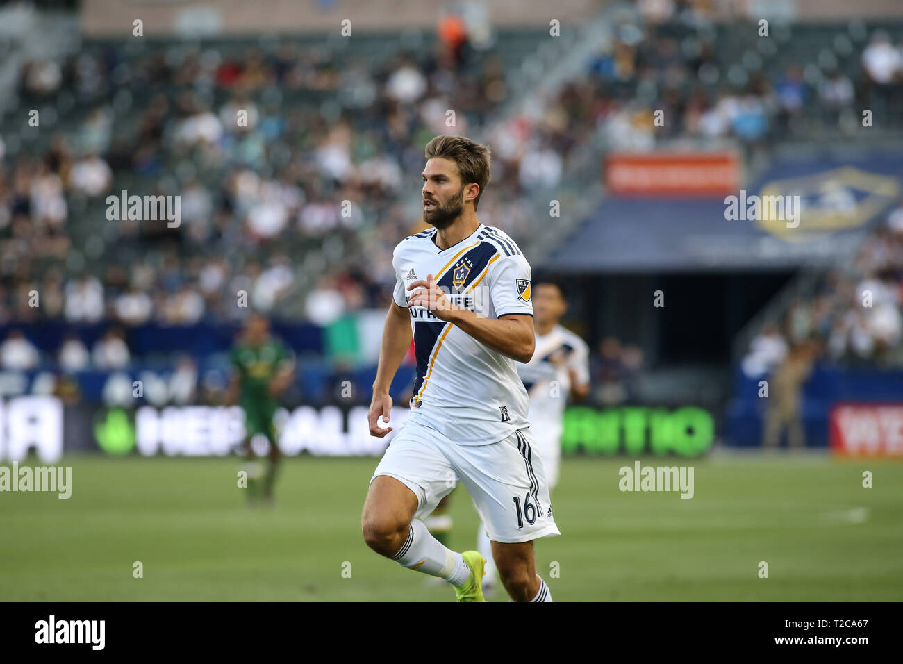 Carson, CA. 31 Mar, 2019. Los Angeles Galaxy defender Jorgen Skjelvik (16) durante la galassia della LA vs legnami Portland gioco a dignità Salute Sport complesso in Carson, CA il 31 marzo 2019. Jevone Moore Credito: csm/Alamy Live News Foto Stock