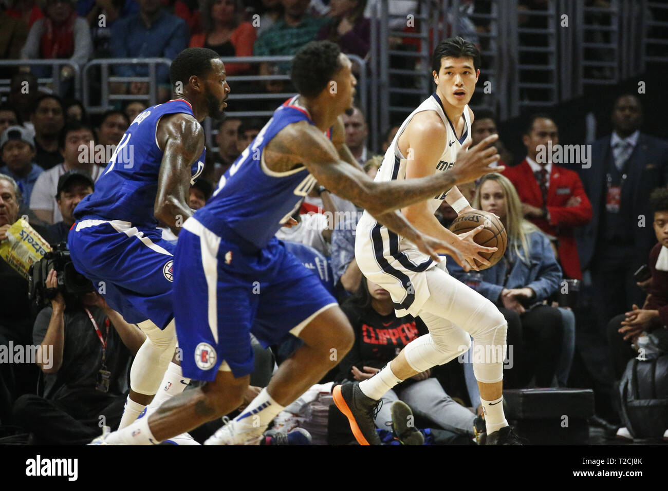 Los Angeles, California, USA. 31 Mar, 2019. Memphis Grizzlies' Yuta Watanabe (12) durante un'NBA Basketball gioco tra Los Angeles Clippers e Memphis Grizzlies, domenica 31 marzo, 2019 a Los Angeles. Credito: Ringo Chiu/ZUMA filo/Alamy Live News Foto Stock