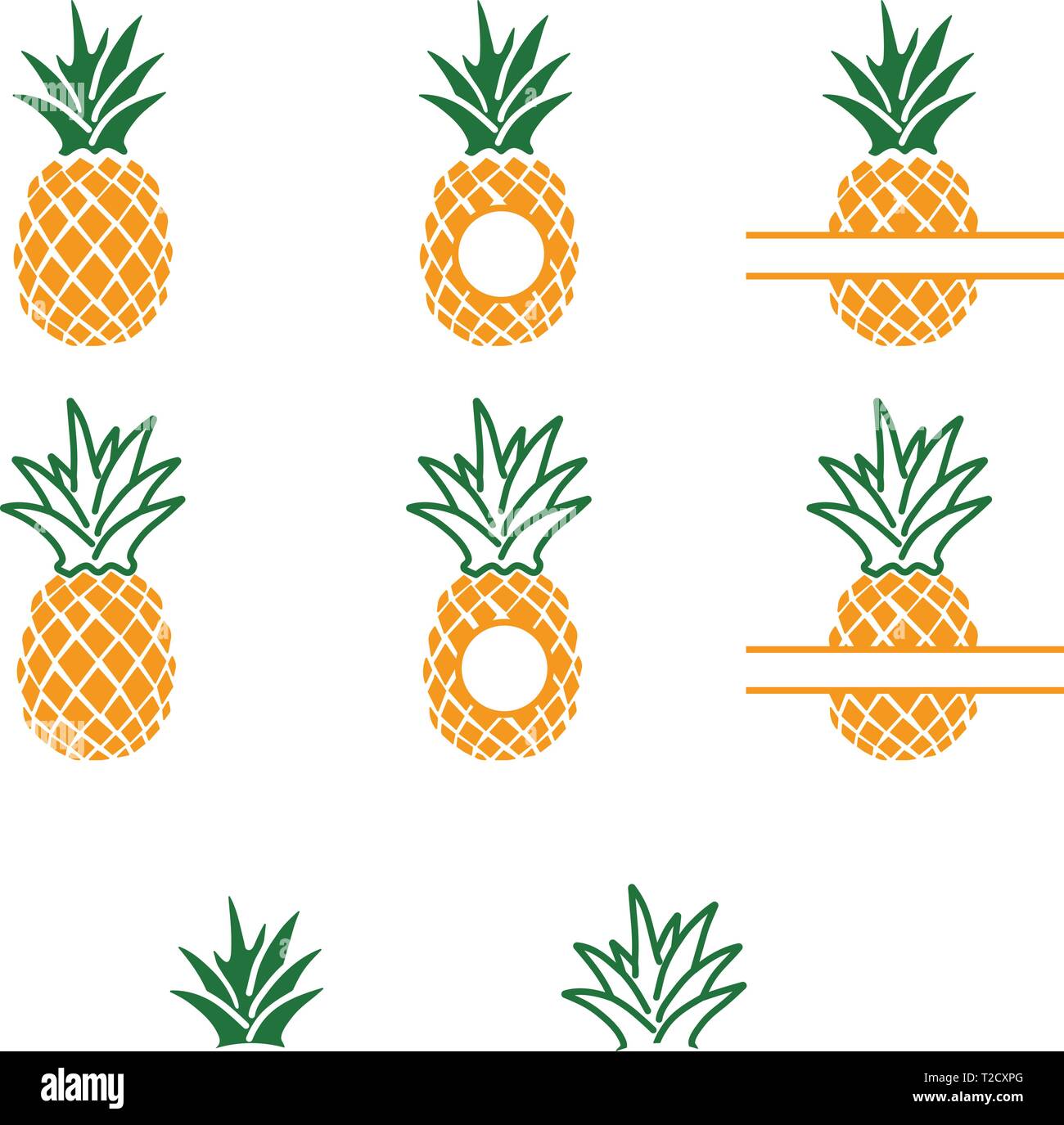 Silhouette di ananas con monogrammi Illustrazione Vettoriale