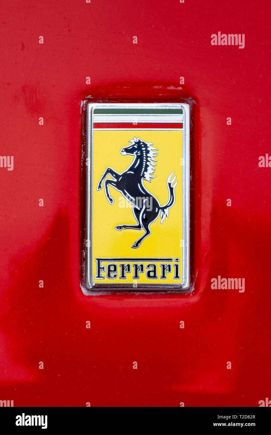 Logo Ferrari close up Foto Stock