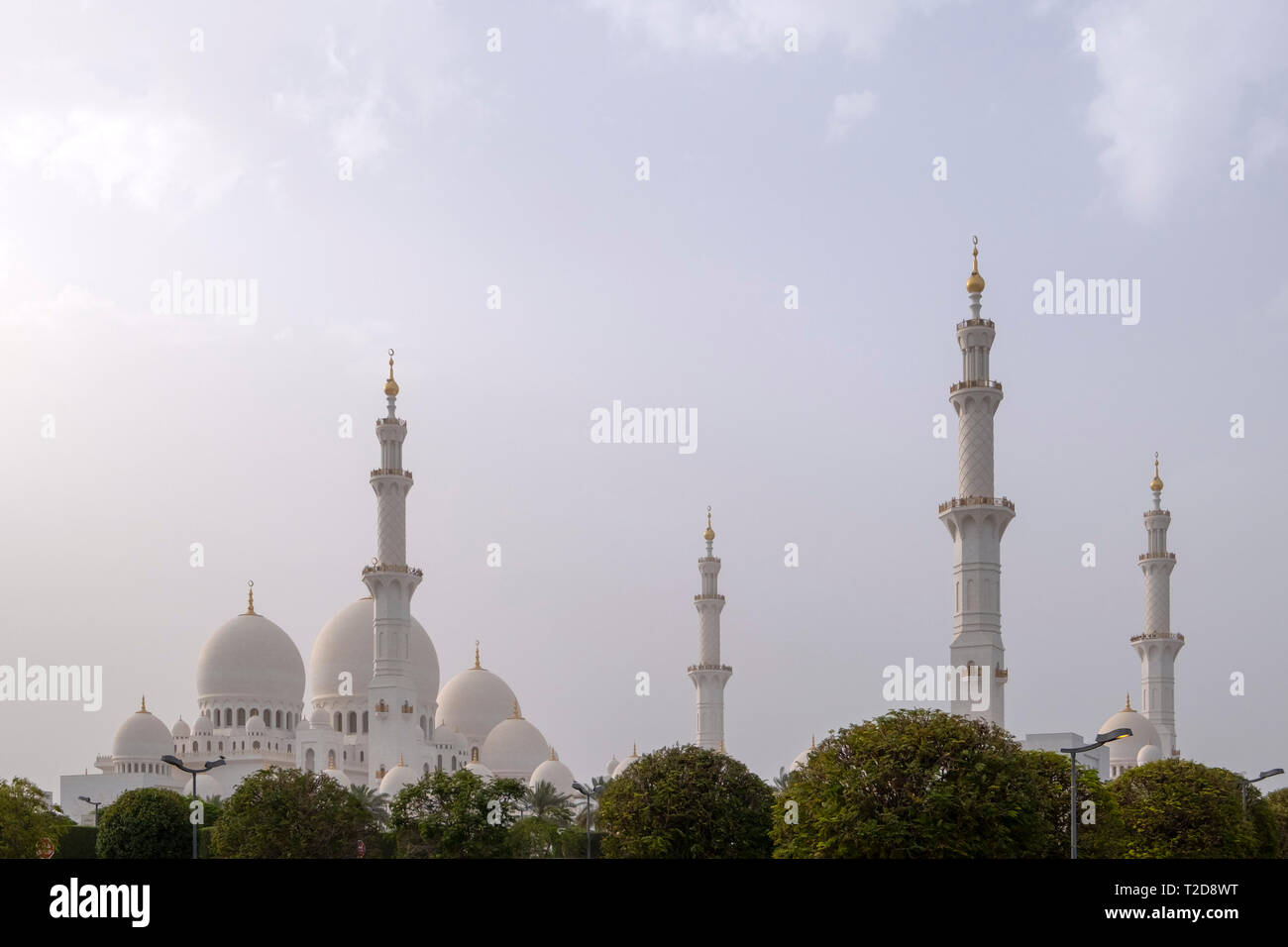 I minareti della Sheikh Zayed Grande Moschea di Abu Dhabi, Emirati Arabi Uniti Foto Stock