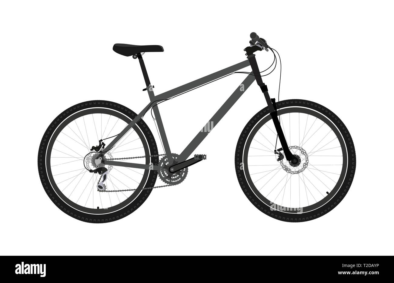 Nuova bicicletta grigio isolato su uno sfondo bianco Illustrazione Vettoriale