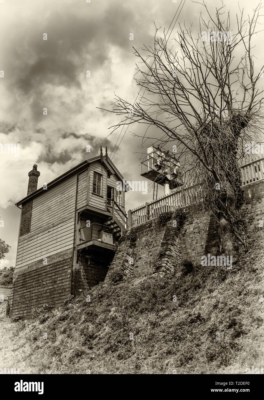 La casella segnale a Bewdley stazione sul Severn Valley Railway Foto Stock