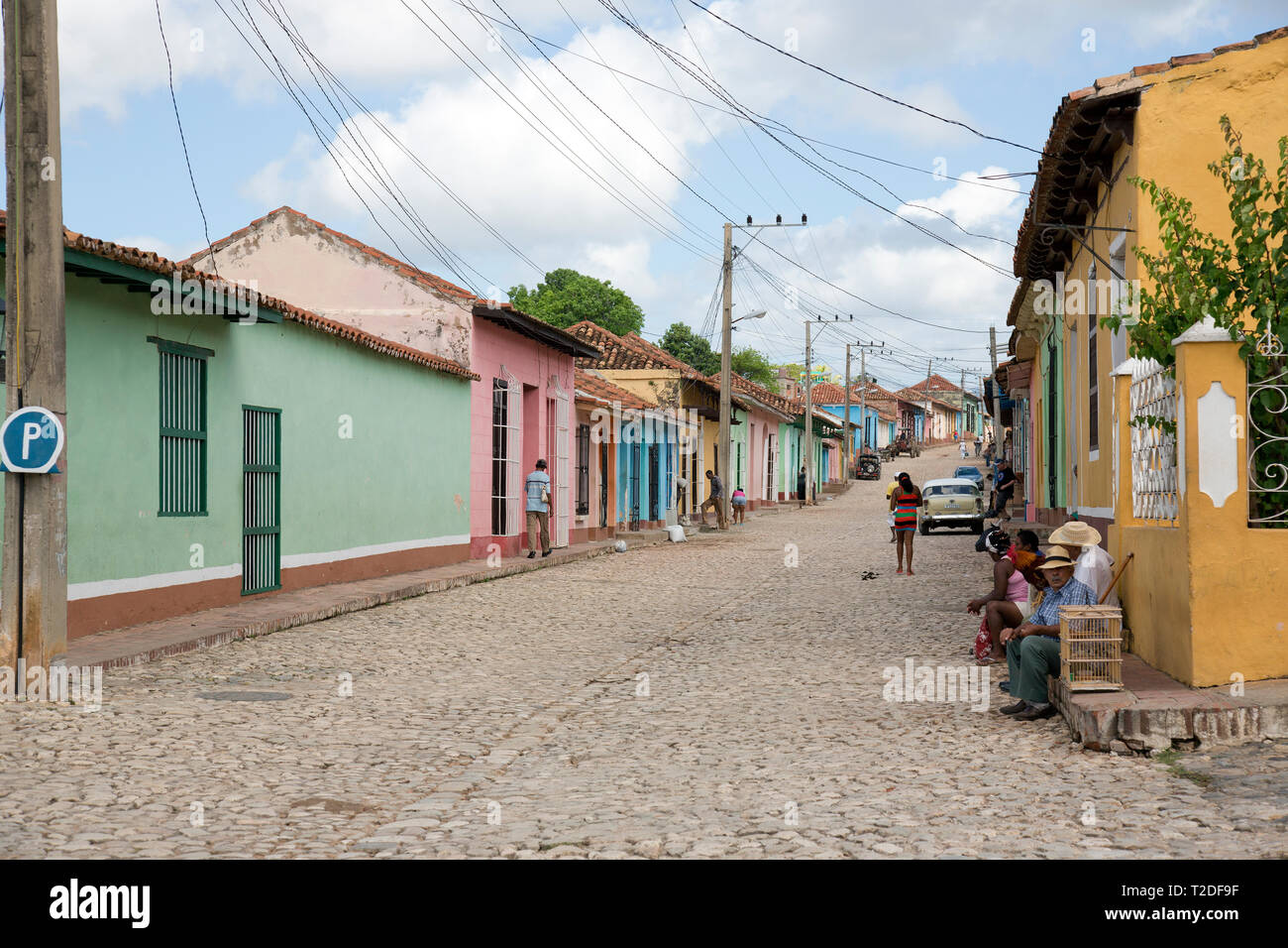 Scena di strada di Trinidad, Cuba Foto Stock