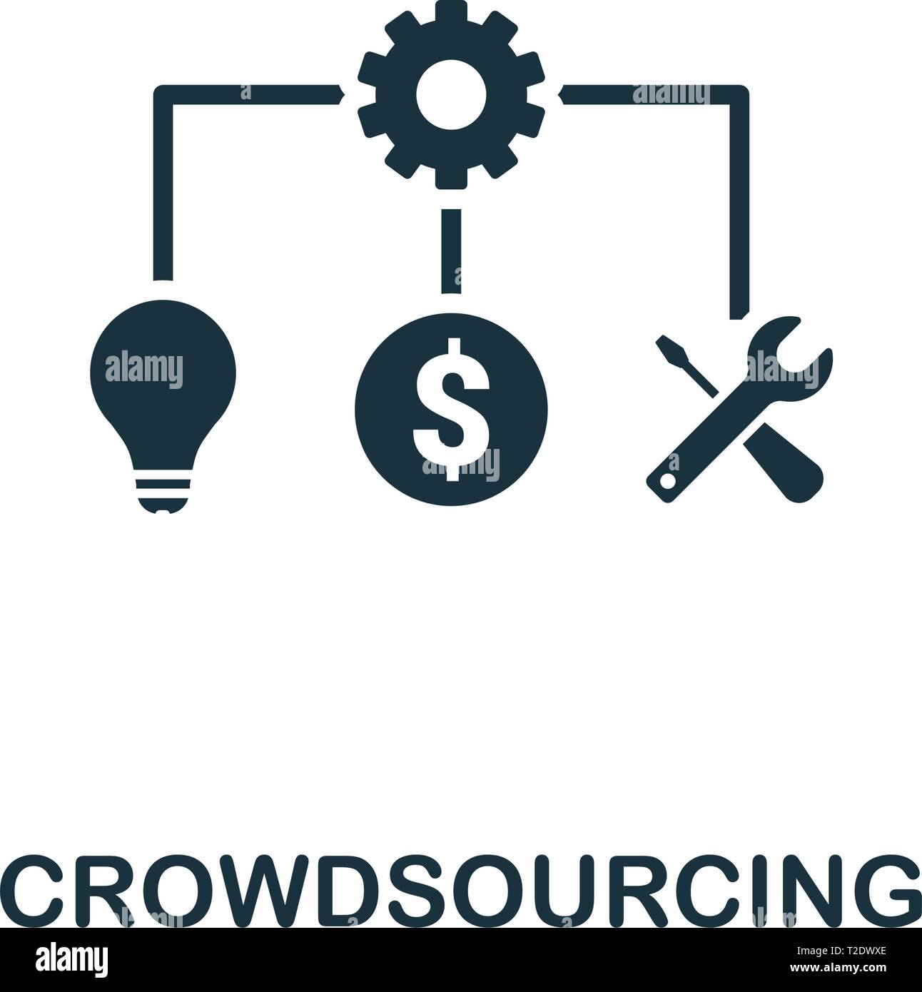 Icona di crowdsourcing. Elemento creativo design contenuto dalla raccolta di icone. Pixel Crowdsourcing perfetta icona per web design, applicazioni software, stampare usag Illustrazione Vettoriale