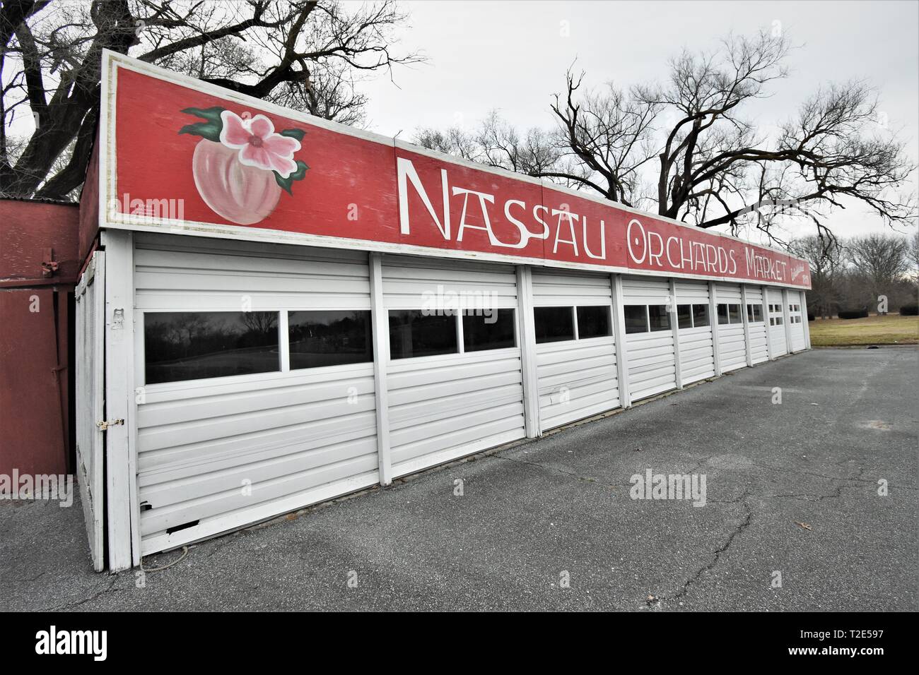 Nassau Orchards, un'azienda agricola a conduzione familiare che ha chiuso dopo oltre 4 decenni di servizio alla comunità del Delaware orientale da parte della famiglia Knapp Foto Stock